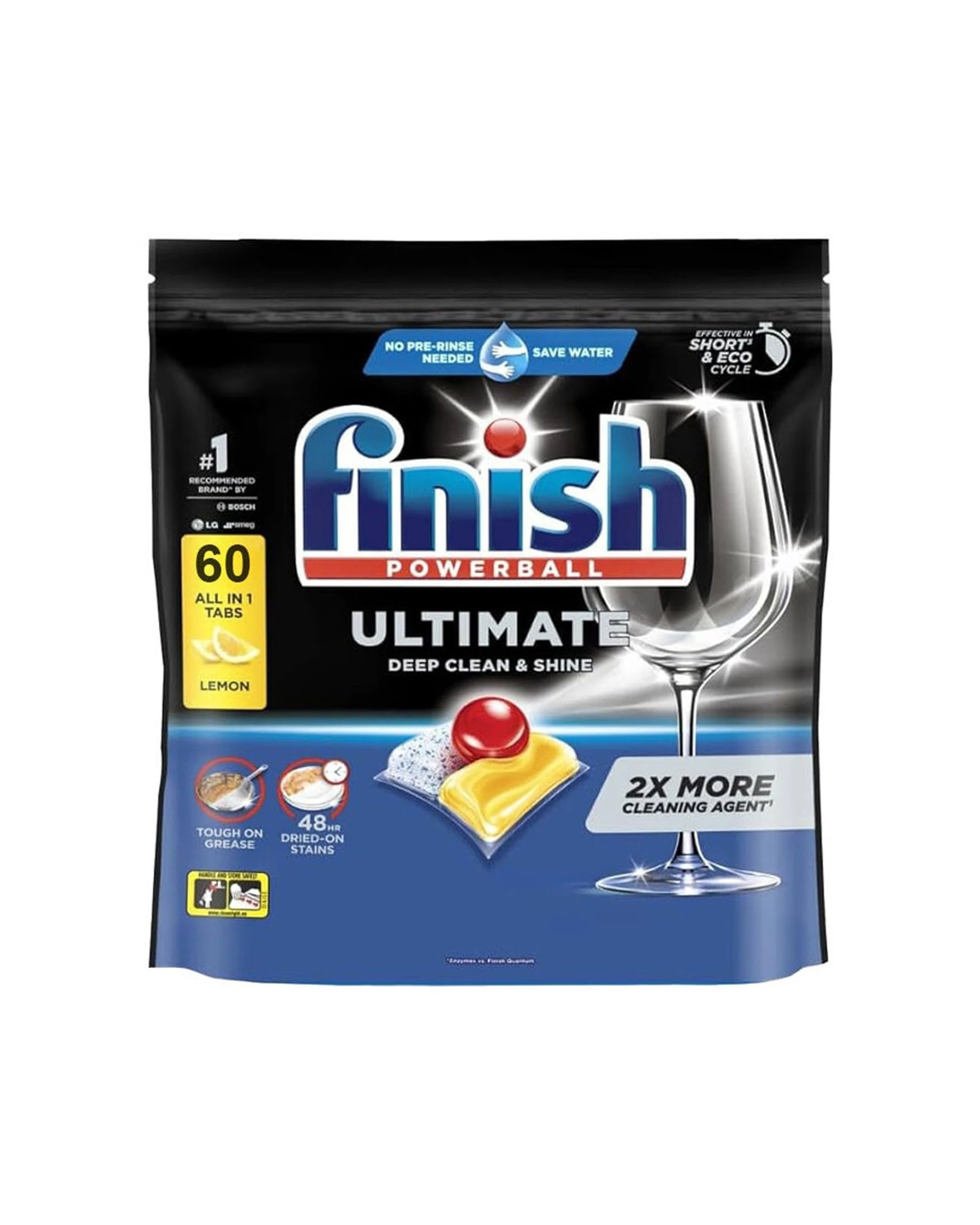 2 Finish Powerball Ultimate Dishwasher Tablets 6x 60pc Lemon Scent Pack, 2 of 3