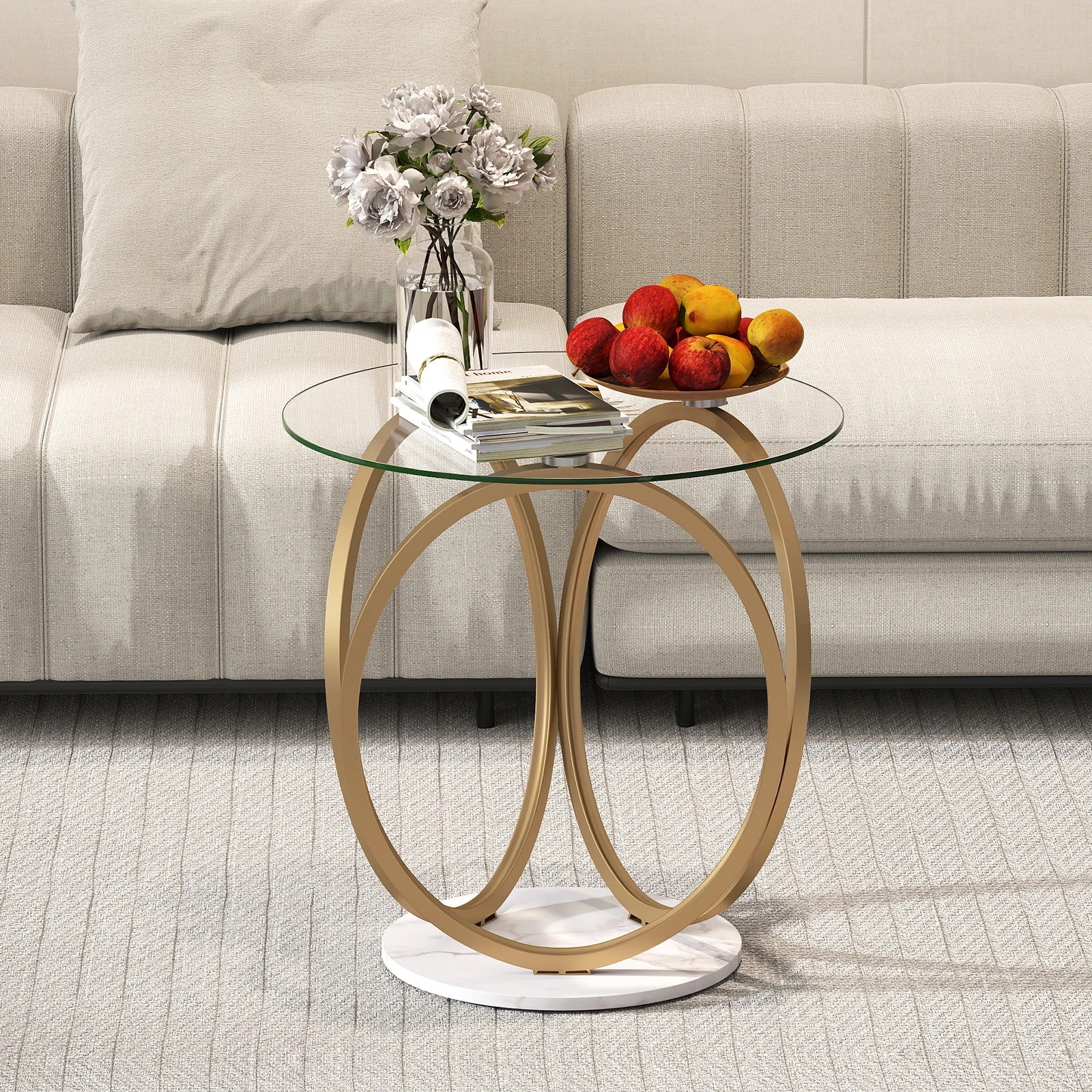 3 Costway Tempered Glass Coffee Table Modern Accent Center Table, 3 of 7