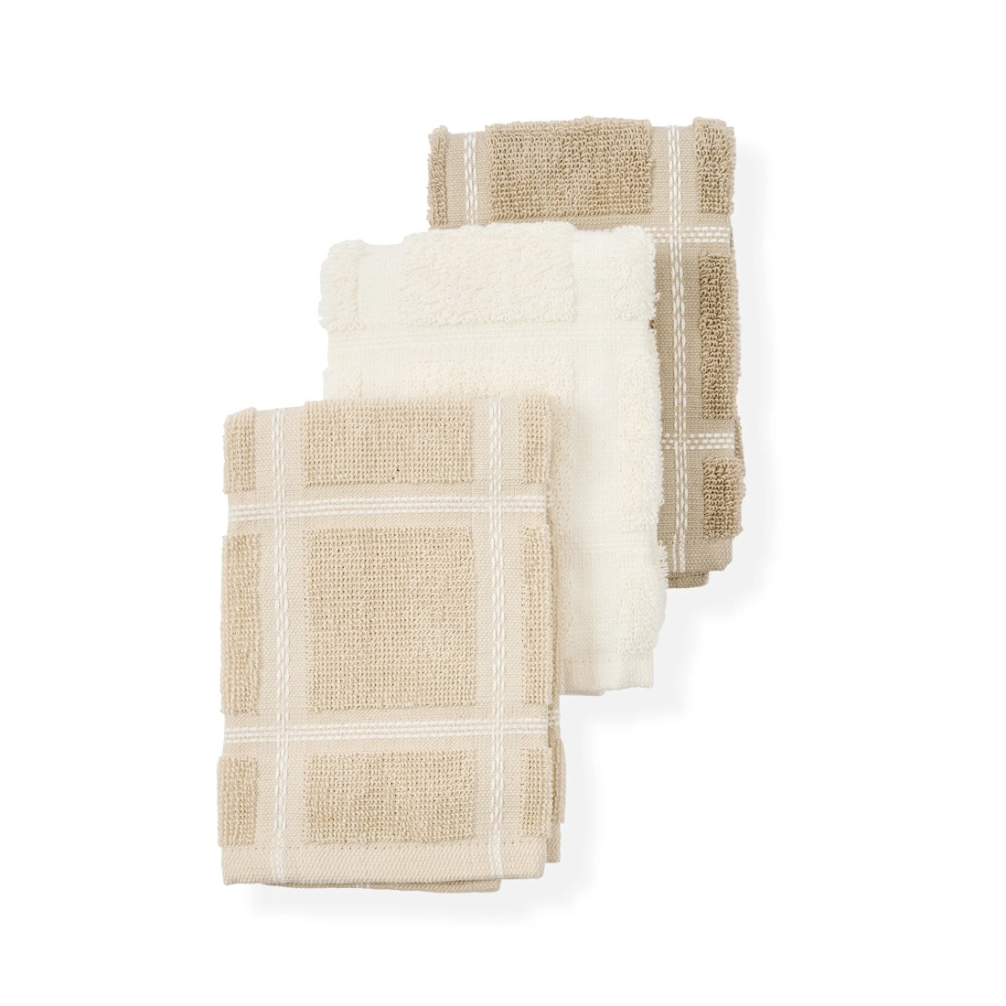 2 Pack of 3 Terry Dish Cloths - Natural, 2 of 6