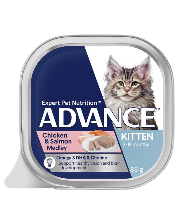 Advance Kitten 2-12 Months Wet Cat Food Chicken & Salmon Medley 7 x 85g
