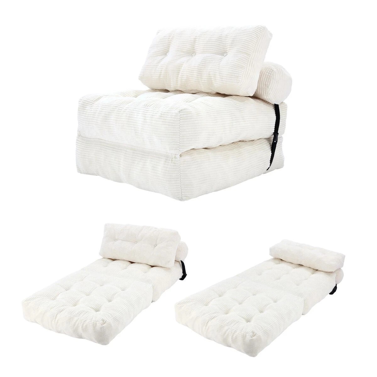 1 Luxsuite 3 in 1 Corduroy Foldable Sofa Bed Convertible Lounge Chair Portable, 1 of 7