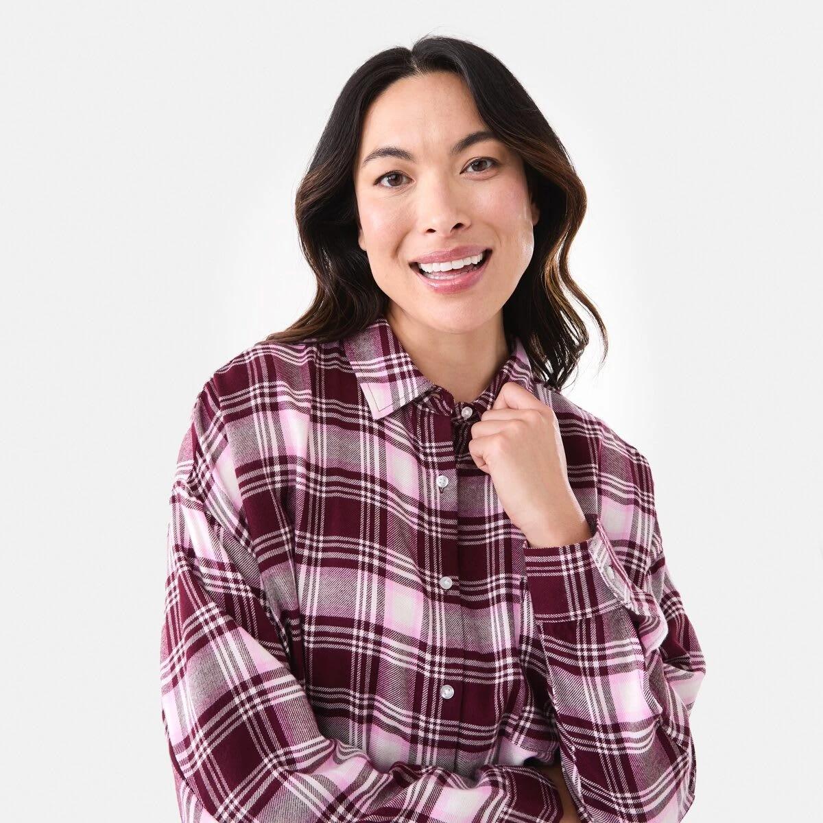 4 Relaxed Boyfriend Flannel Pyjama Set Burg Chk, 4 of 7