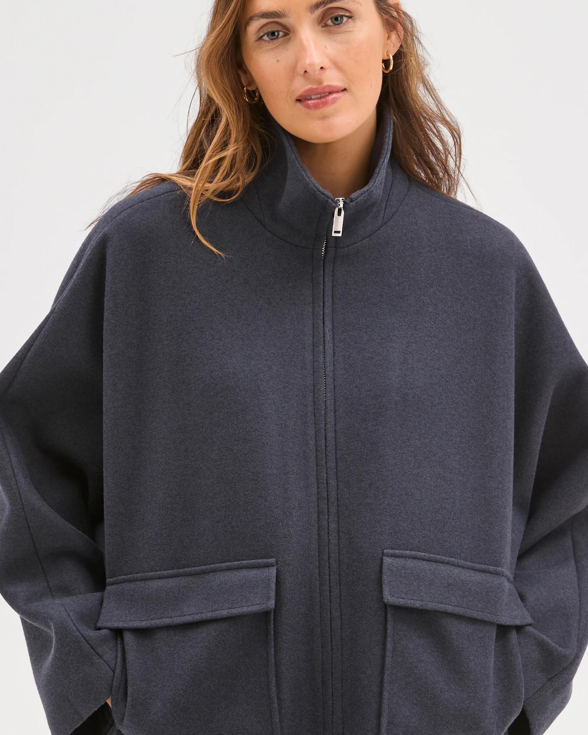 3 Target Woman Brushed Collar Zip Through Jacket NAVY MARLE, 3 of 9