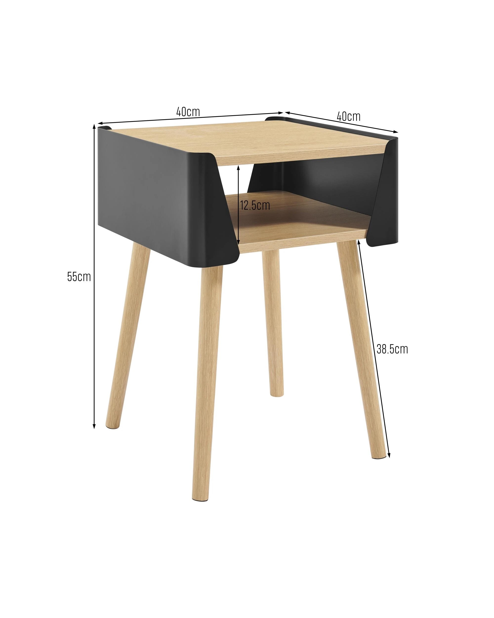 9 Kodu Side Table Bedside Shelf Square - Black, 9 of 9