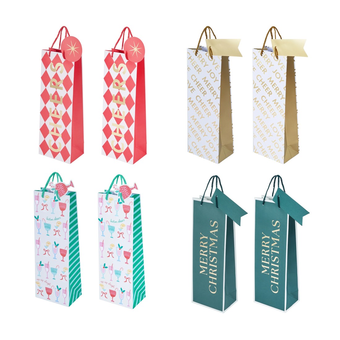 1 2 Pack Christmas Bottle Bags - Assorted, 1 of 9