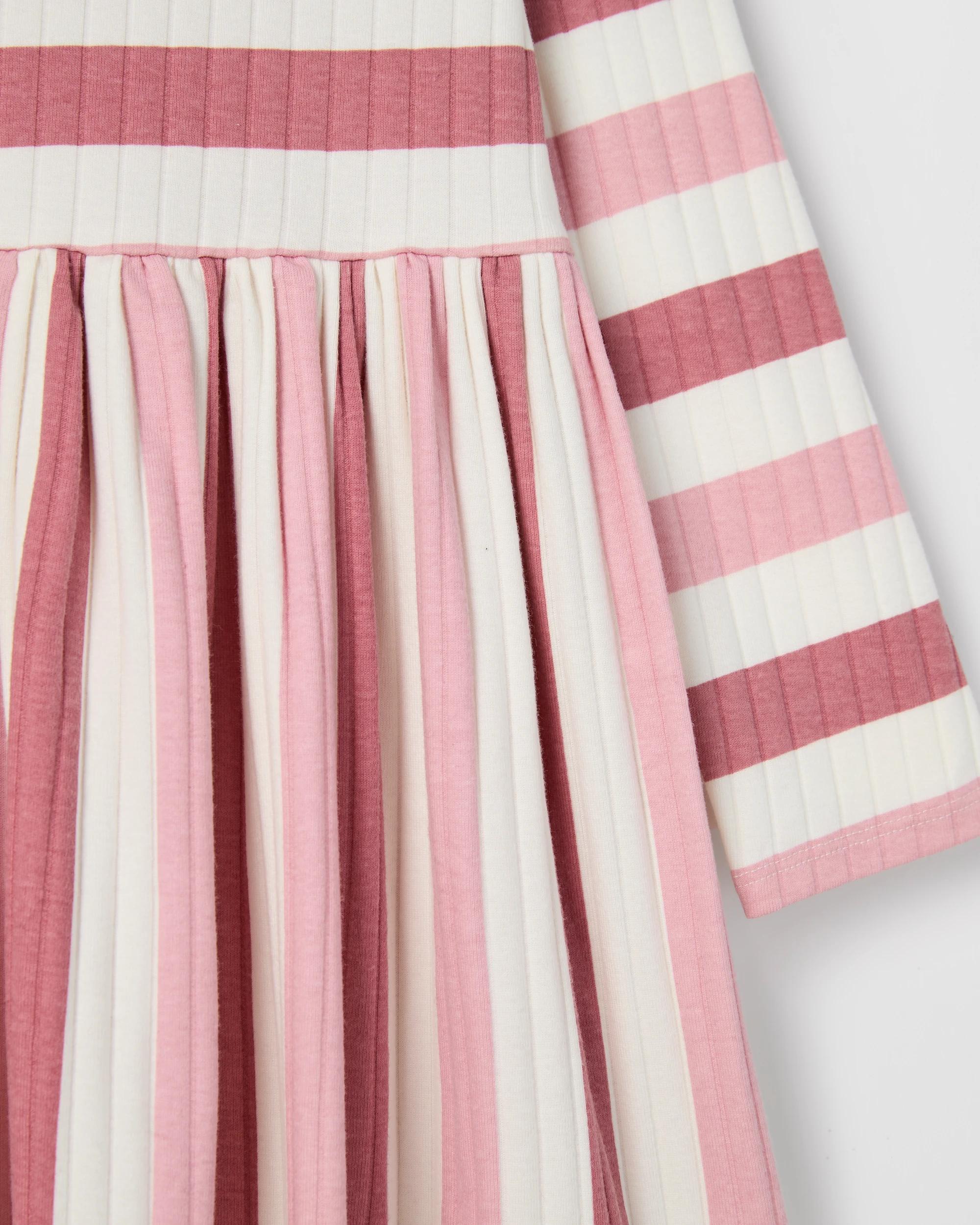 2 Target Kids Australian Cotton Blend Long Sleeve Rib Core Dress PINK STRIPE, 2 of 2