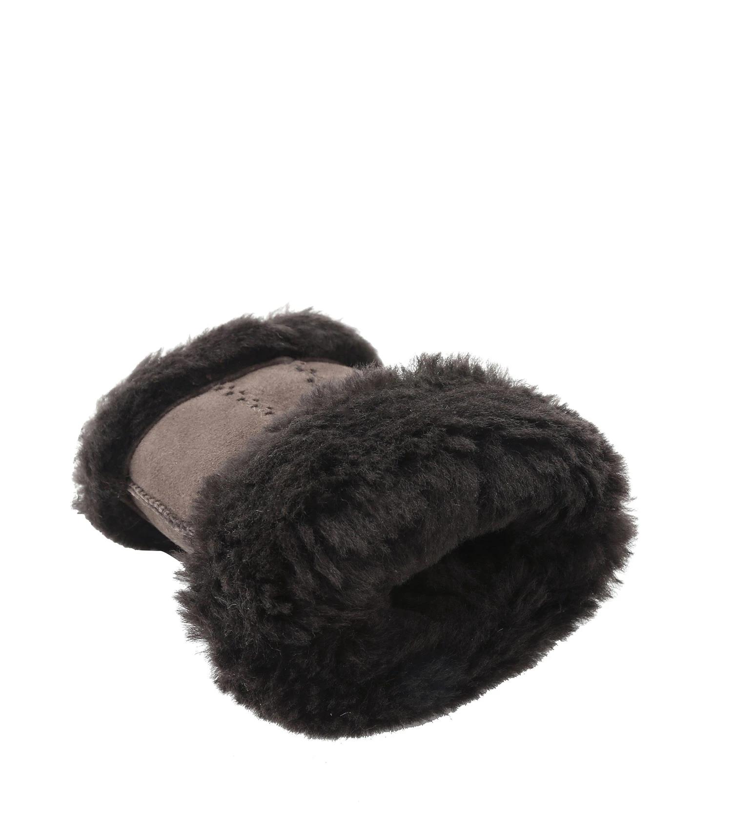 5 Australian Shepherd UGG Fluffy Fingerless Mittens CHOCOLATE, 5 of 5