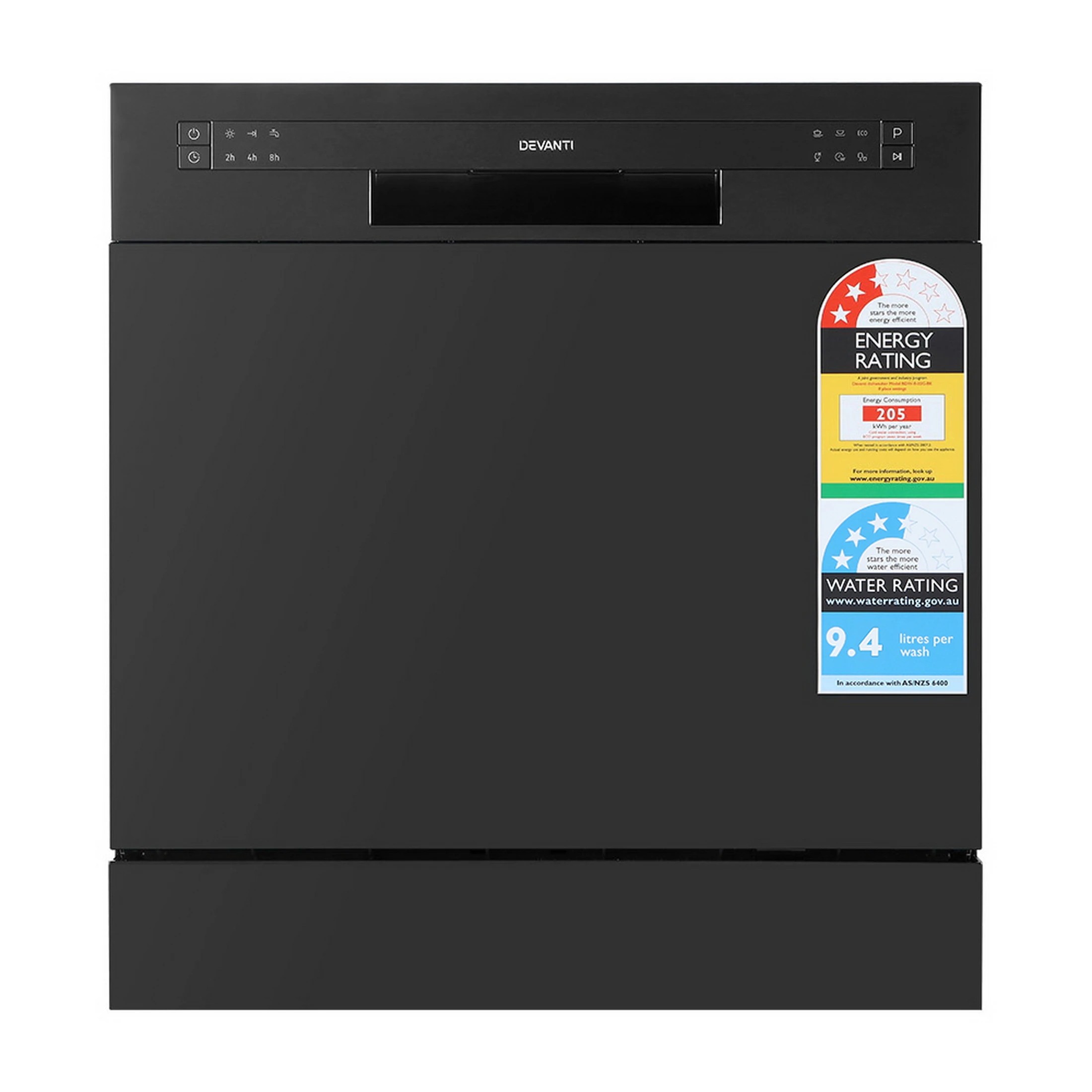 1 Devanti 8 Place Settings Benchtop Dishwasher - Black, 1 of 9