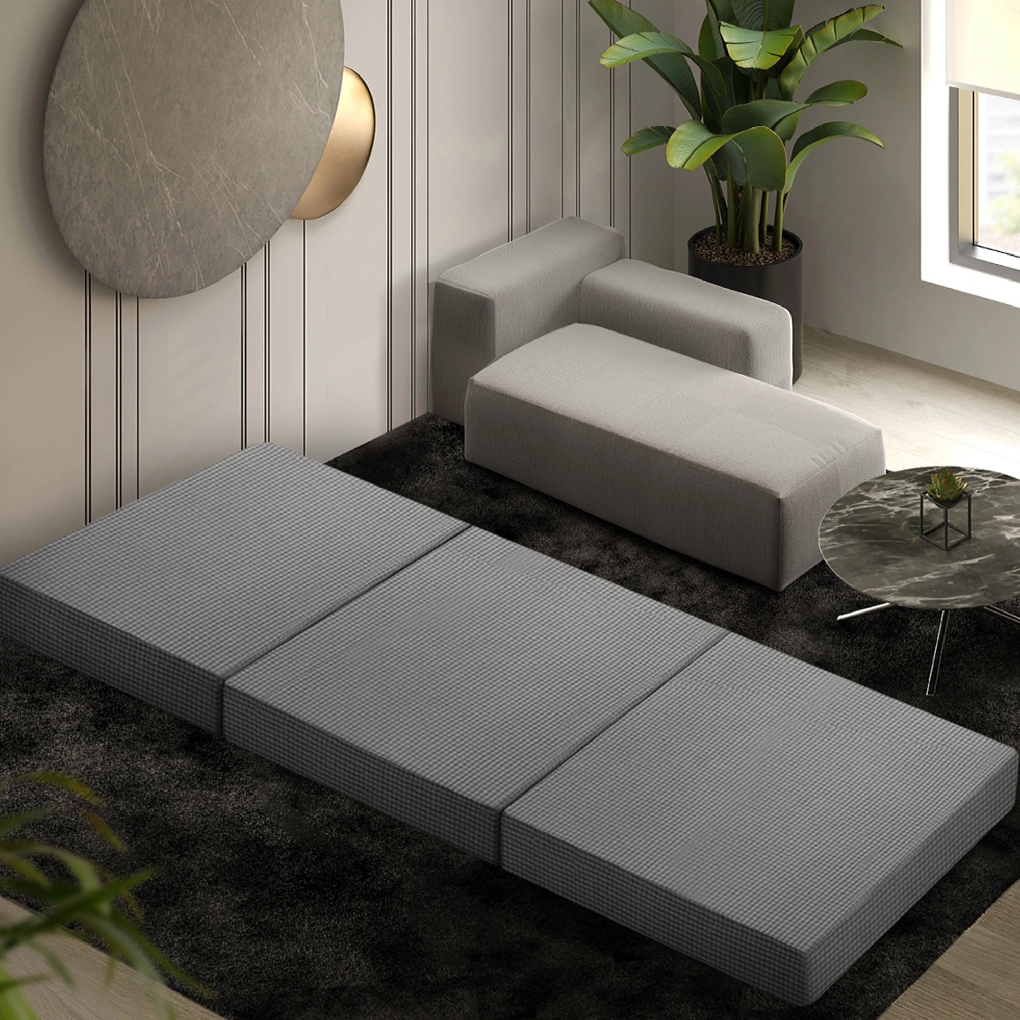 2 Bedra Bedding Folding Foam Mattress Single Sofa Bed Lounge Foldable Sleeping Camping Mat - Grey, 2 of 7