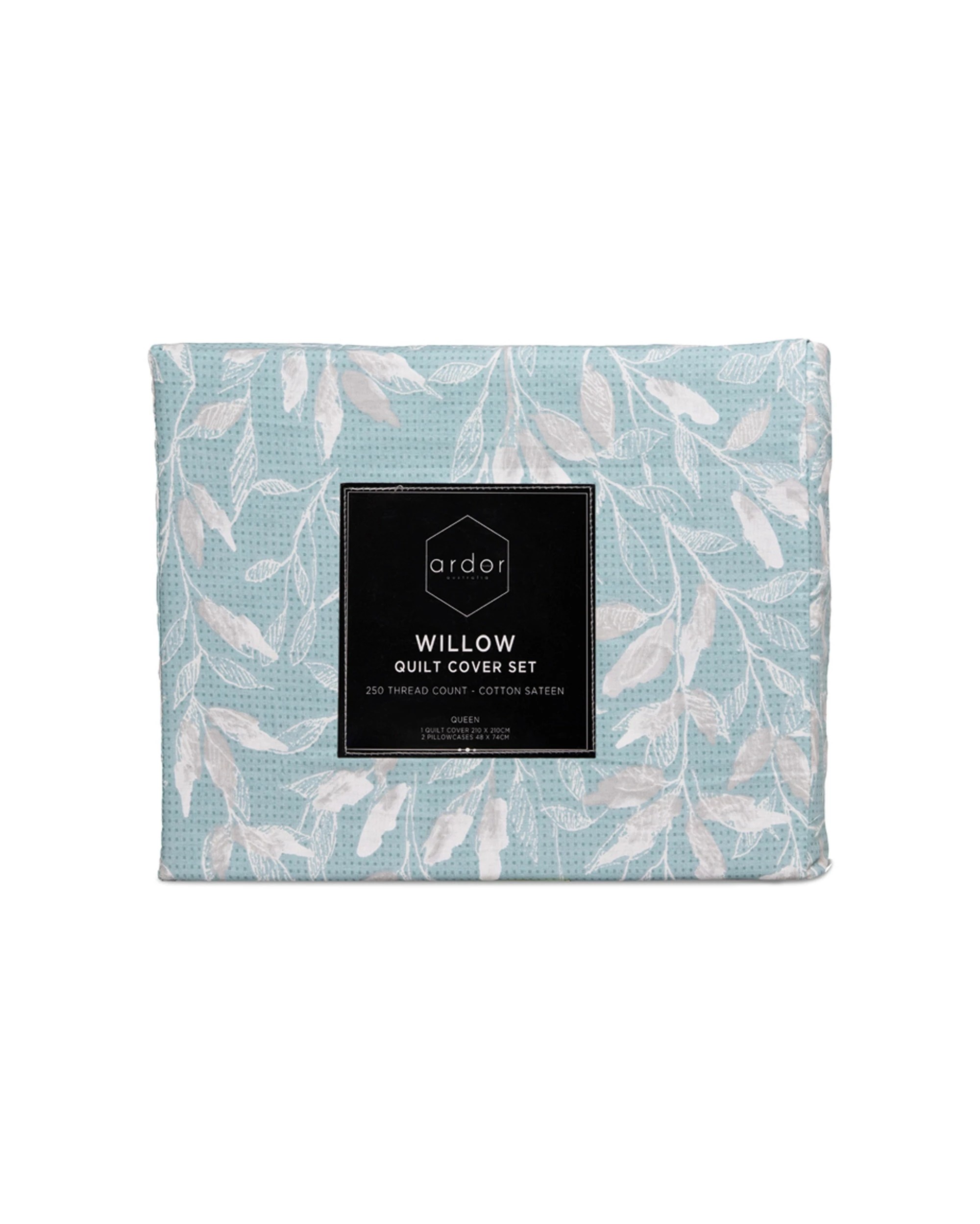 3 ARDOR Willow Queen Quilt Cover Set Reversible Cotton Botanic Print Bedding
 - Queen Bed, 3 of 3