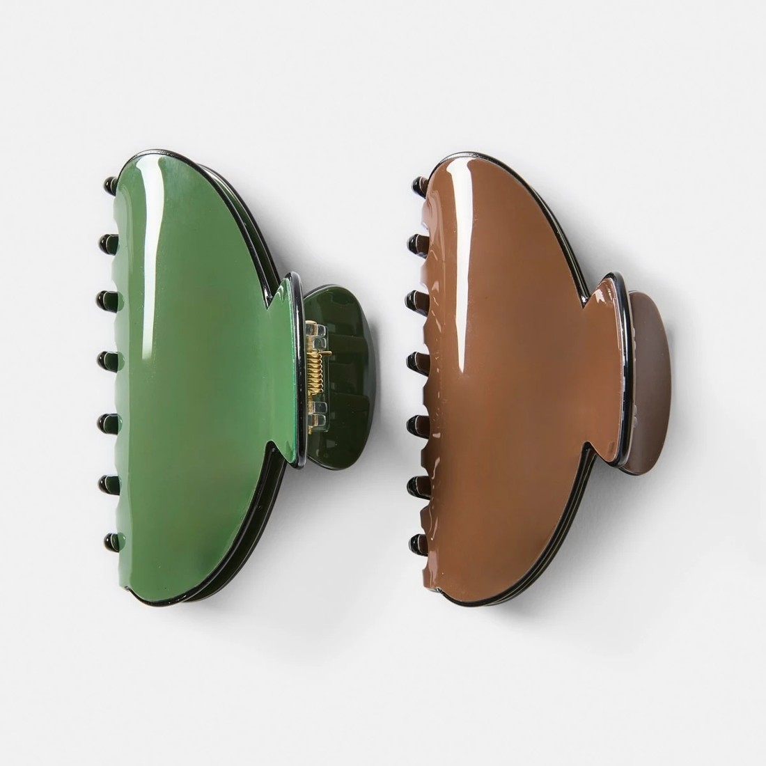 1 2 Pack Brown and Green Contrast Hair Clips, 1 of 4