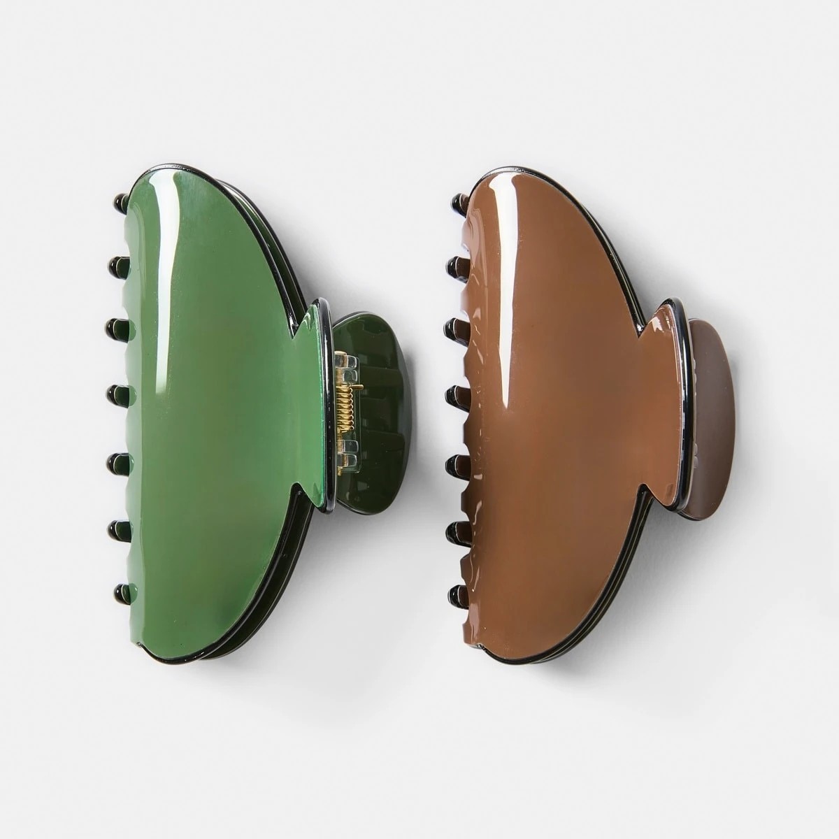 1 2 Pack Brown and Green Contrast Hair Clips, 1 of 4