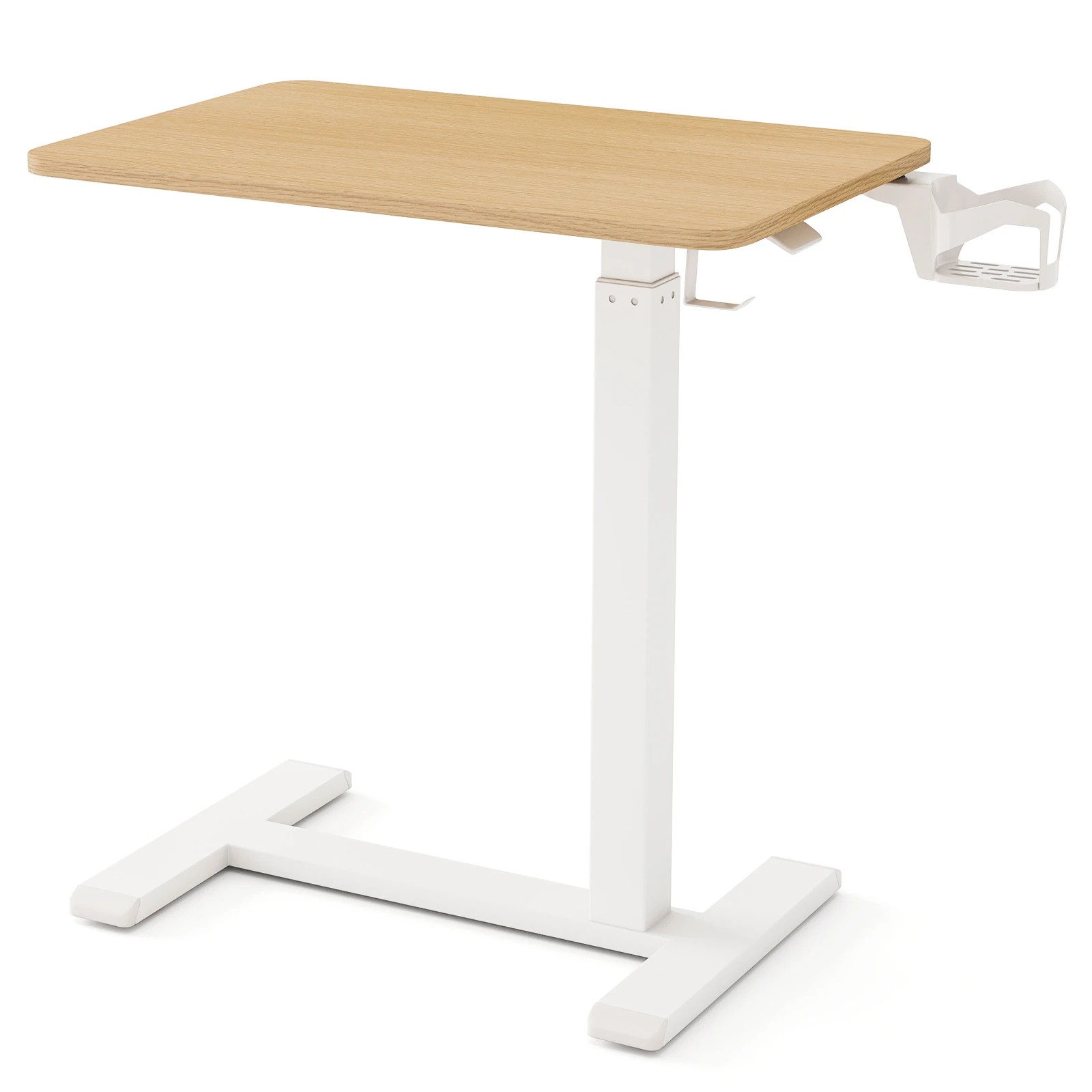 1 Costway Mobile Standing Desk Height Adjustable Overbed Bedside Table Rolling Study Desk - Natural, 1 of 5