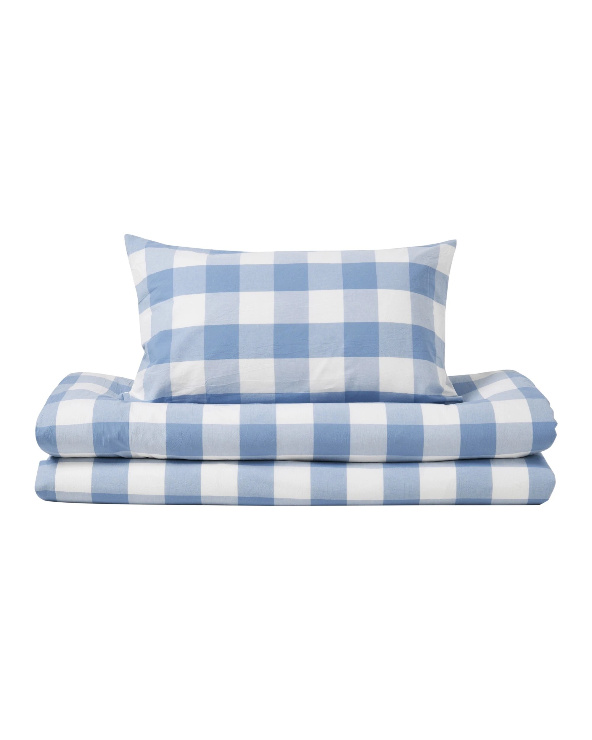 3 Dreamaker Remy Yarn Dyed Washed Cotton Checkered Quilted Cover Set - King Single Bed - Cornflower, 3 of 7