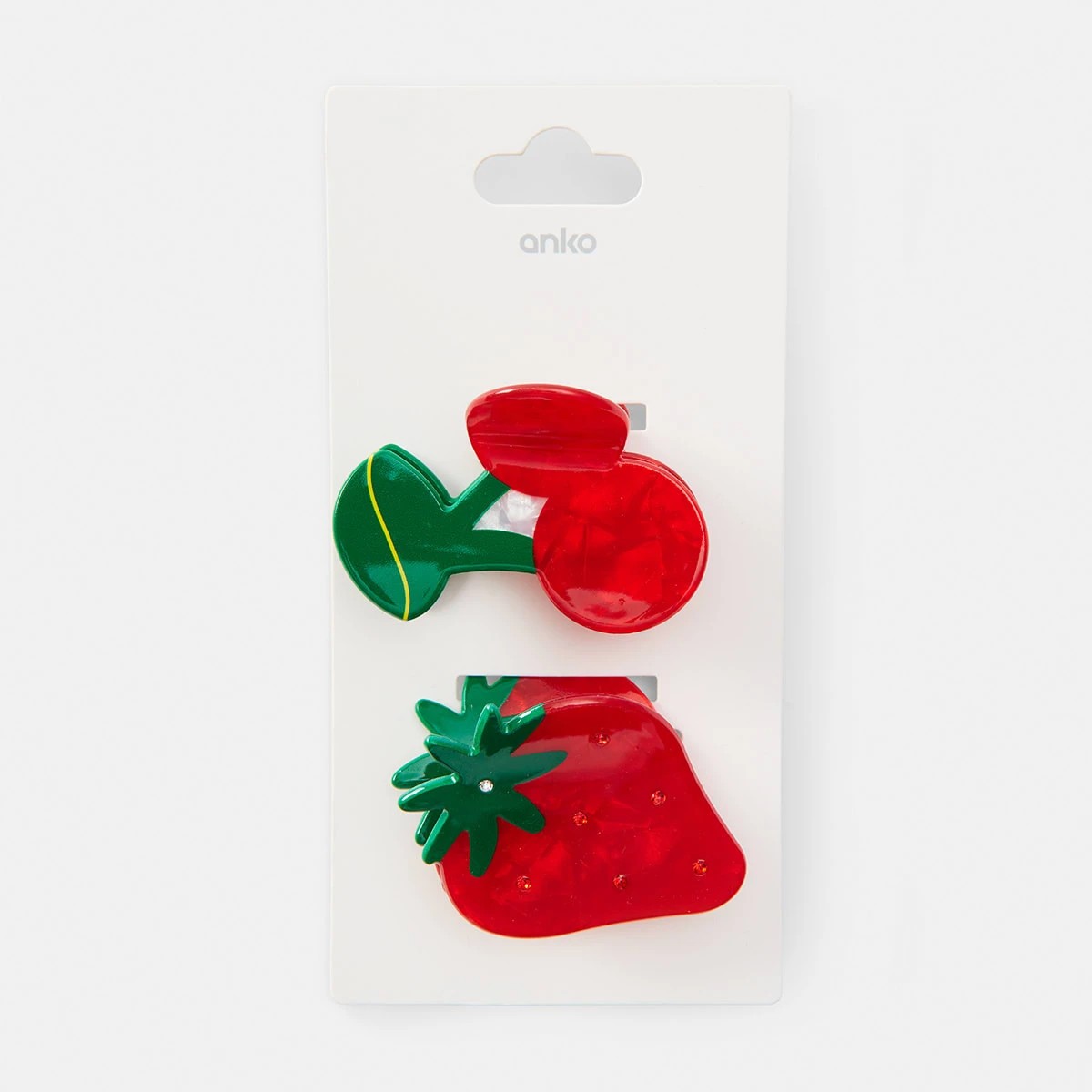4 2 Pack Red and Green Fruit Claw Hair Clips, 4 of 4