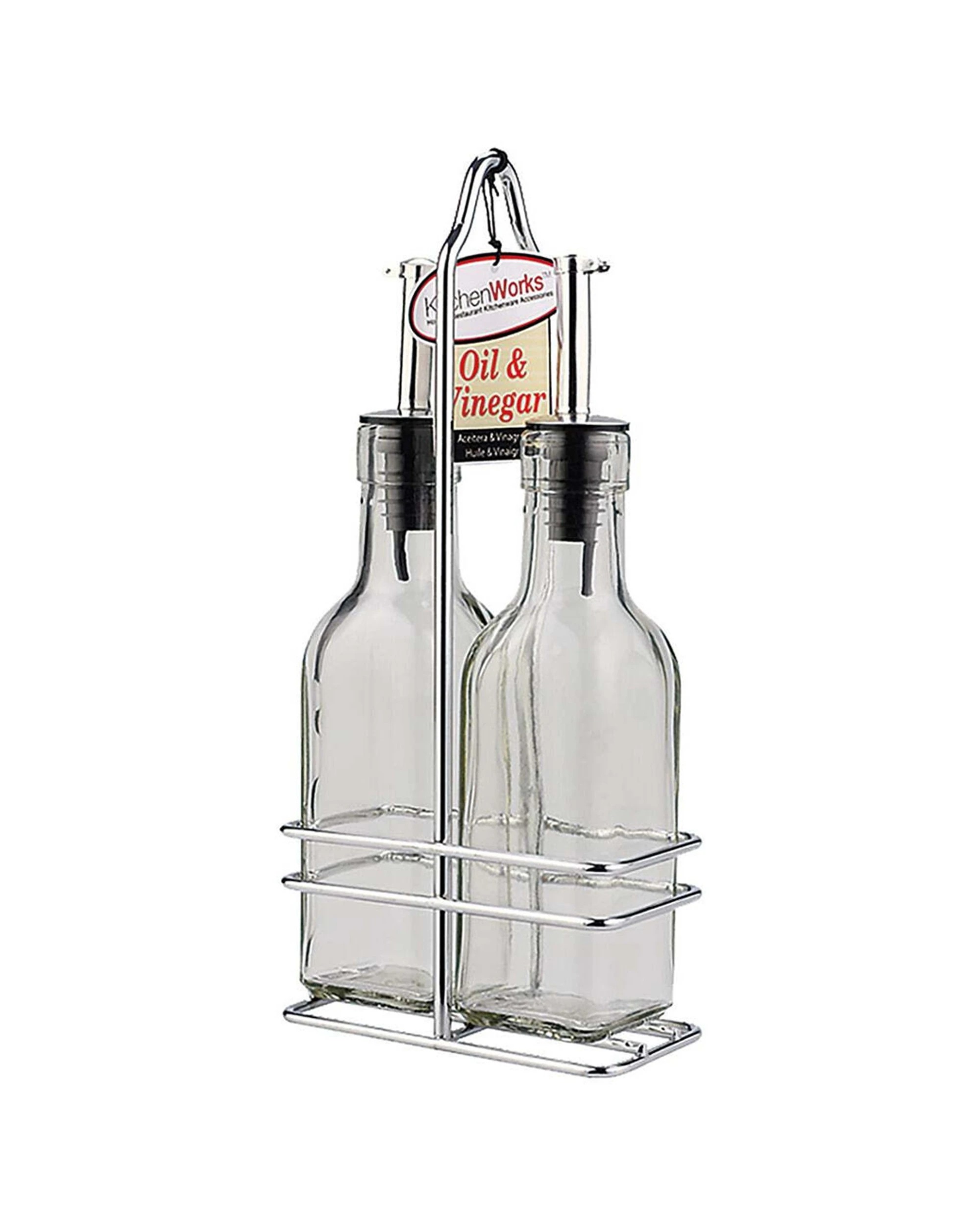 2 Kitchenworks Oil And Vinegar Set 150ml Glass Condiment Dispenser With Rack
 - Plain, 2 of 3