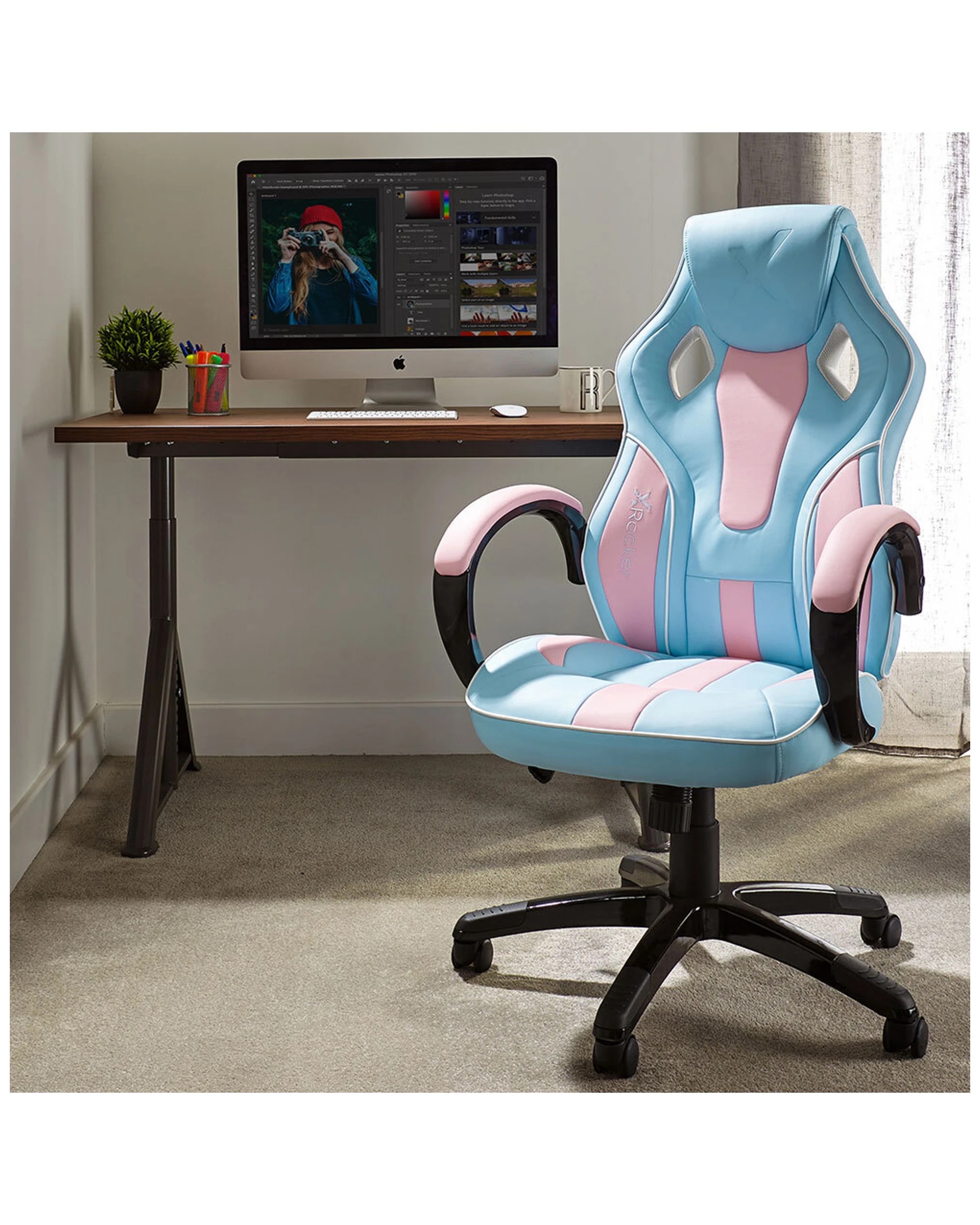 1 X-rocker Maverick Ergonomic Junior Gaming Chair Lumbar Support Bubblegum
 - Pink, 1 of 2