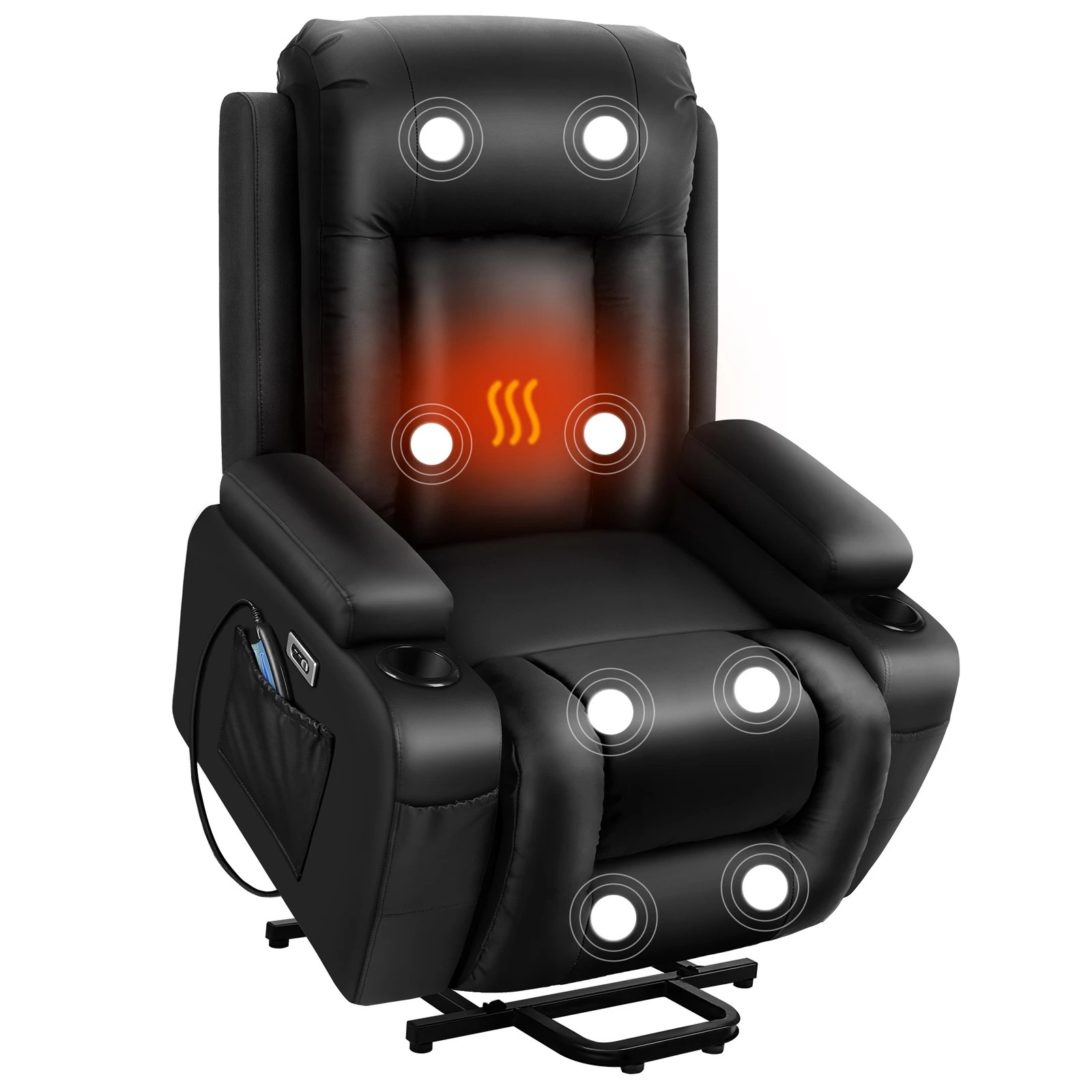 1 Alfordson Recliner Chair Electric Lift Heated Massage Armchair Lounge Sofa - Black, 1 of 9