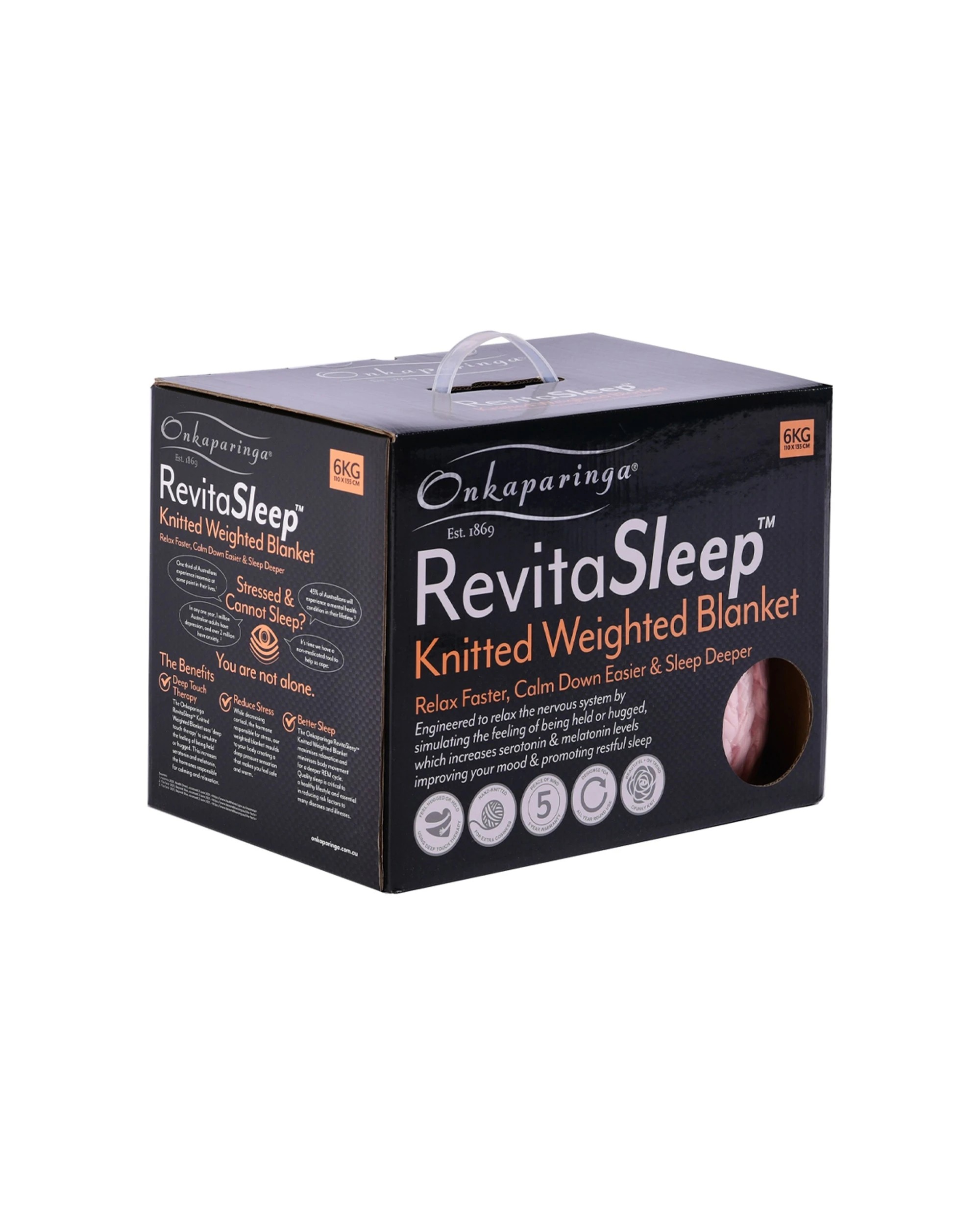 1 Onkaparinga 6kg Knitted Weighted Blanket Soft Peach Home Bedding 110x135cm
 - Pink, 1 of 5