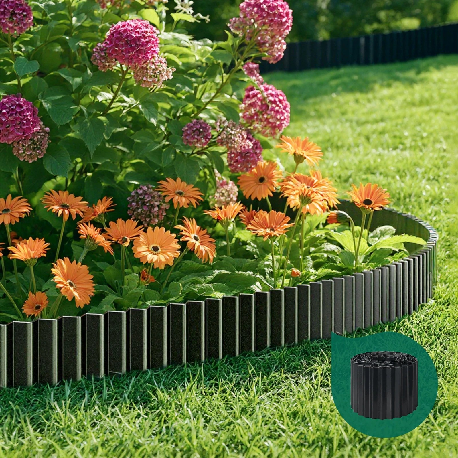 3 Livsip Garden Edging 20mx15cm Landscape Lawn Edge Border DIY Fence Steel - Black, 3 of 9