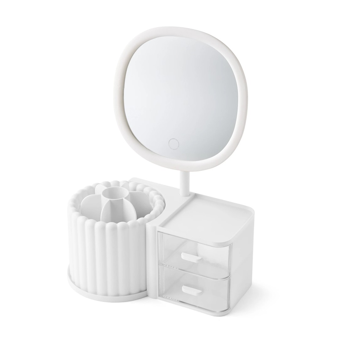 6 Cosmetic Organiser with Mirror - White, 6 of 10