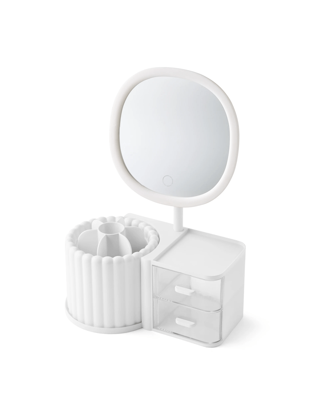 6 Cosmetic Organiser with Mirror - White, 6 of 10