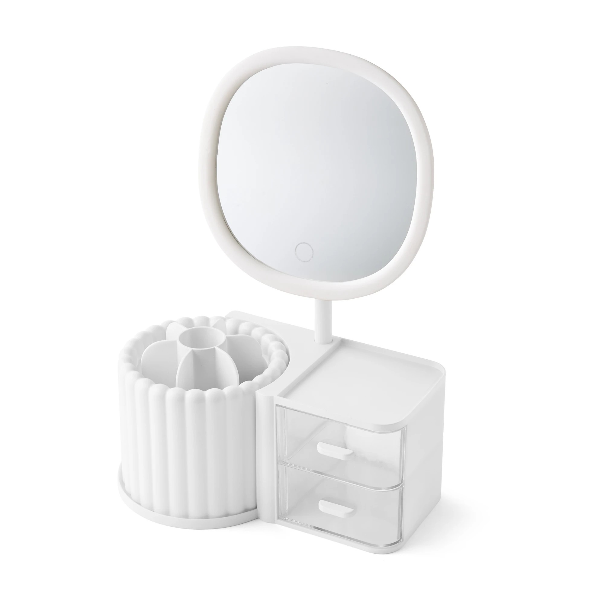 6 Cosmetic Organiser with Mirror - White, 6 of 10