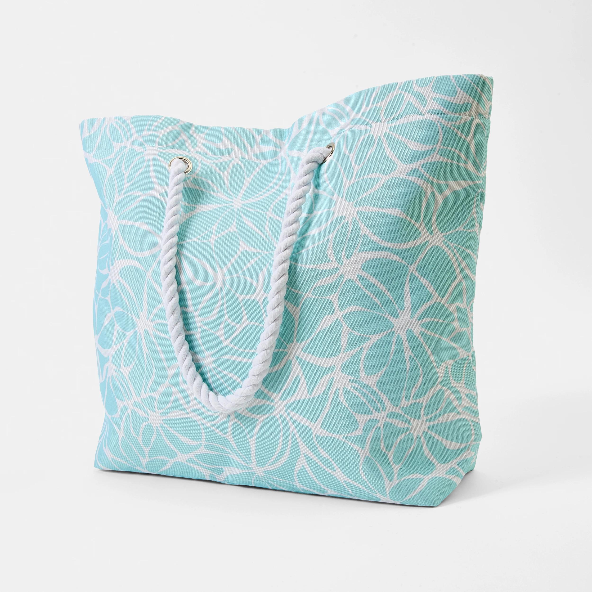 2 Rope Canvas Beach Bag Brkn Flr, 2 of 5