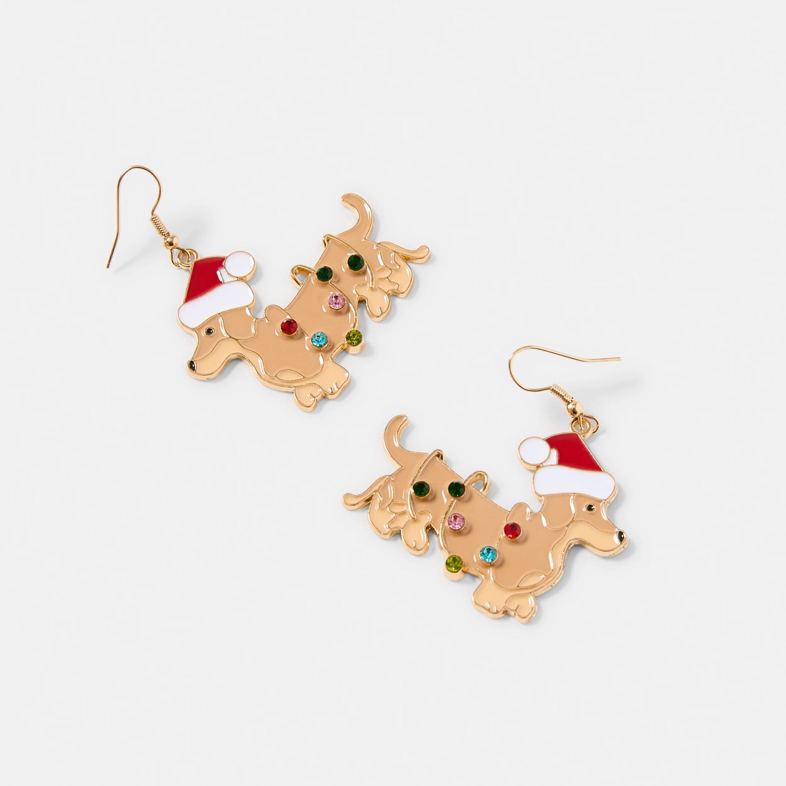 3 Christmas Dog with Lights Earrings - Gold Tone, 3 of 5