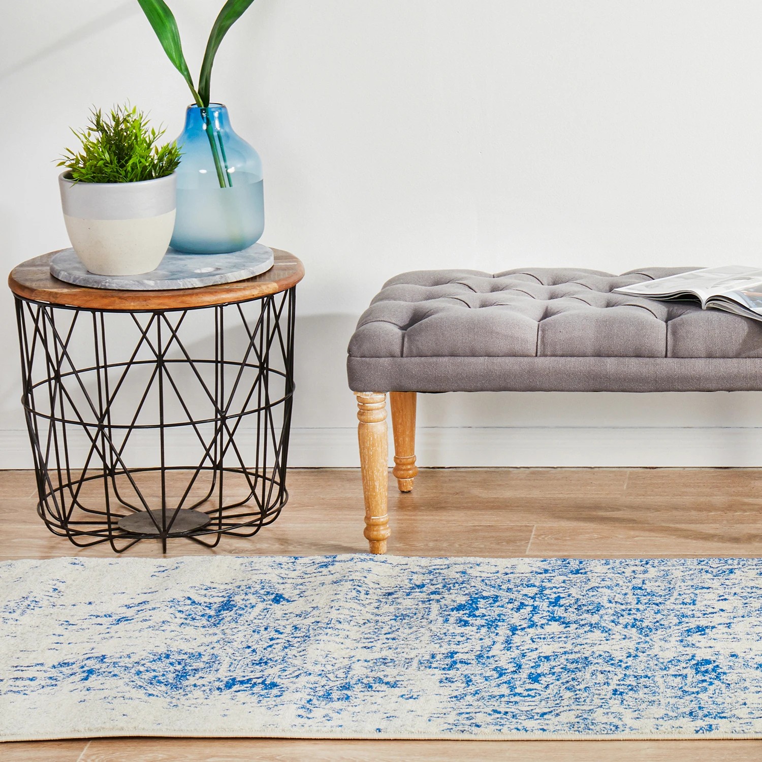 4 Common Ground Rugs Encore 253 500x80cm Runner - Extra Large Pet Friendly Rug - Blue, 4 of 7