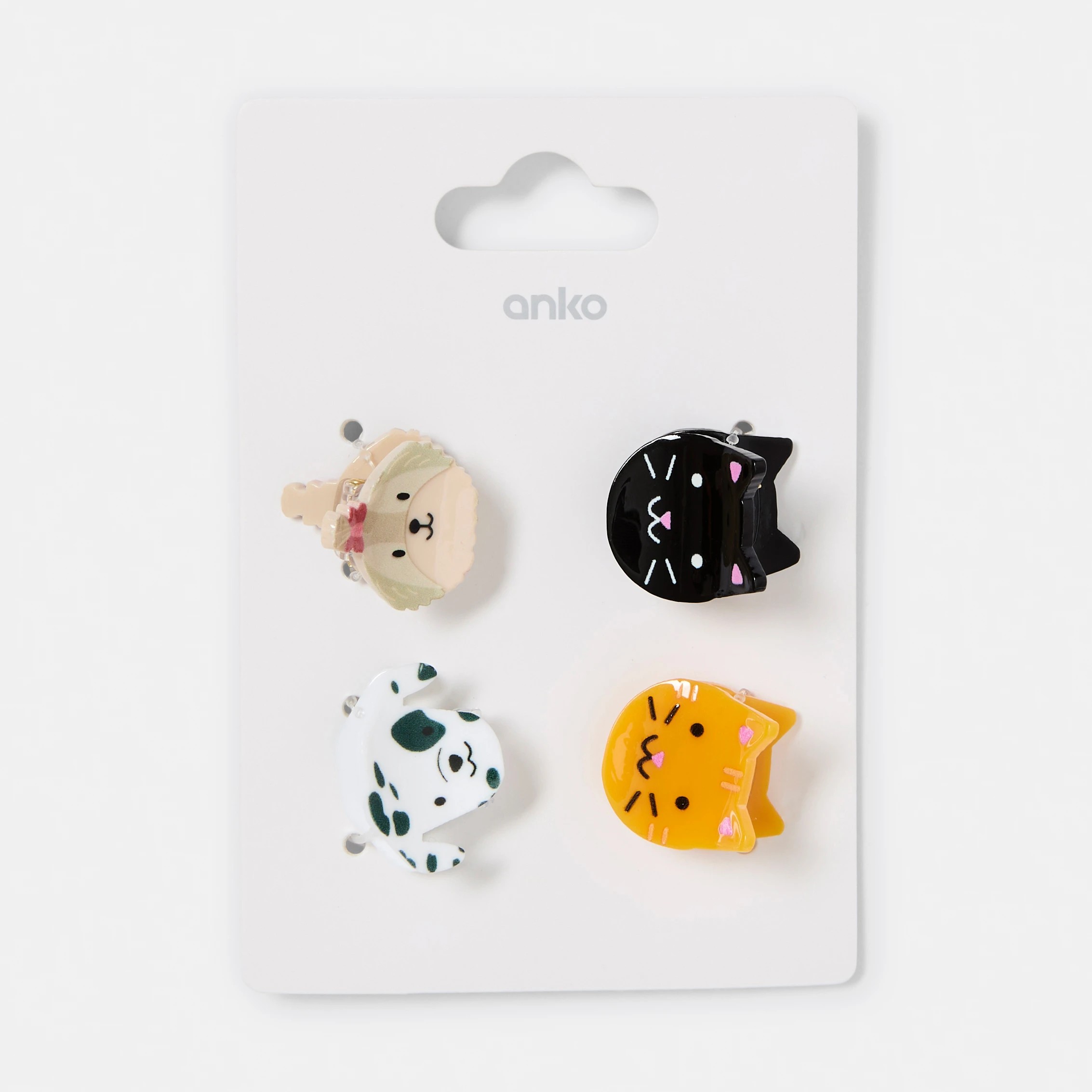 4 4 Pack Mini Cat and Dog Claw Hair Clips, 4 of 4