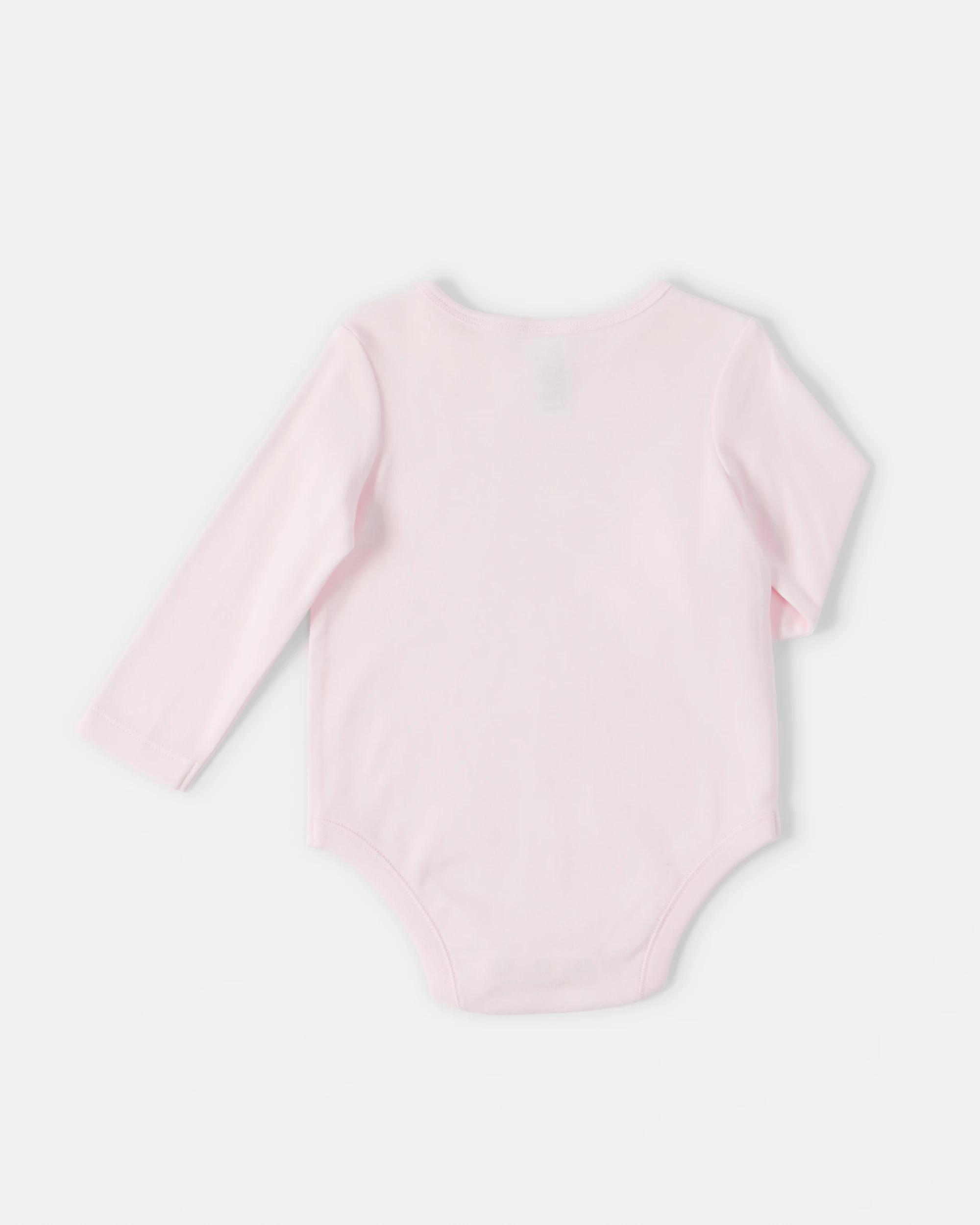 2 Cotton Long Sleeve Print Bodysuit Pink Mama, 2 of 3