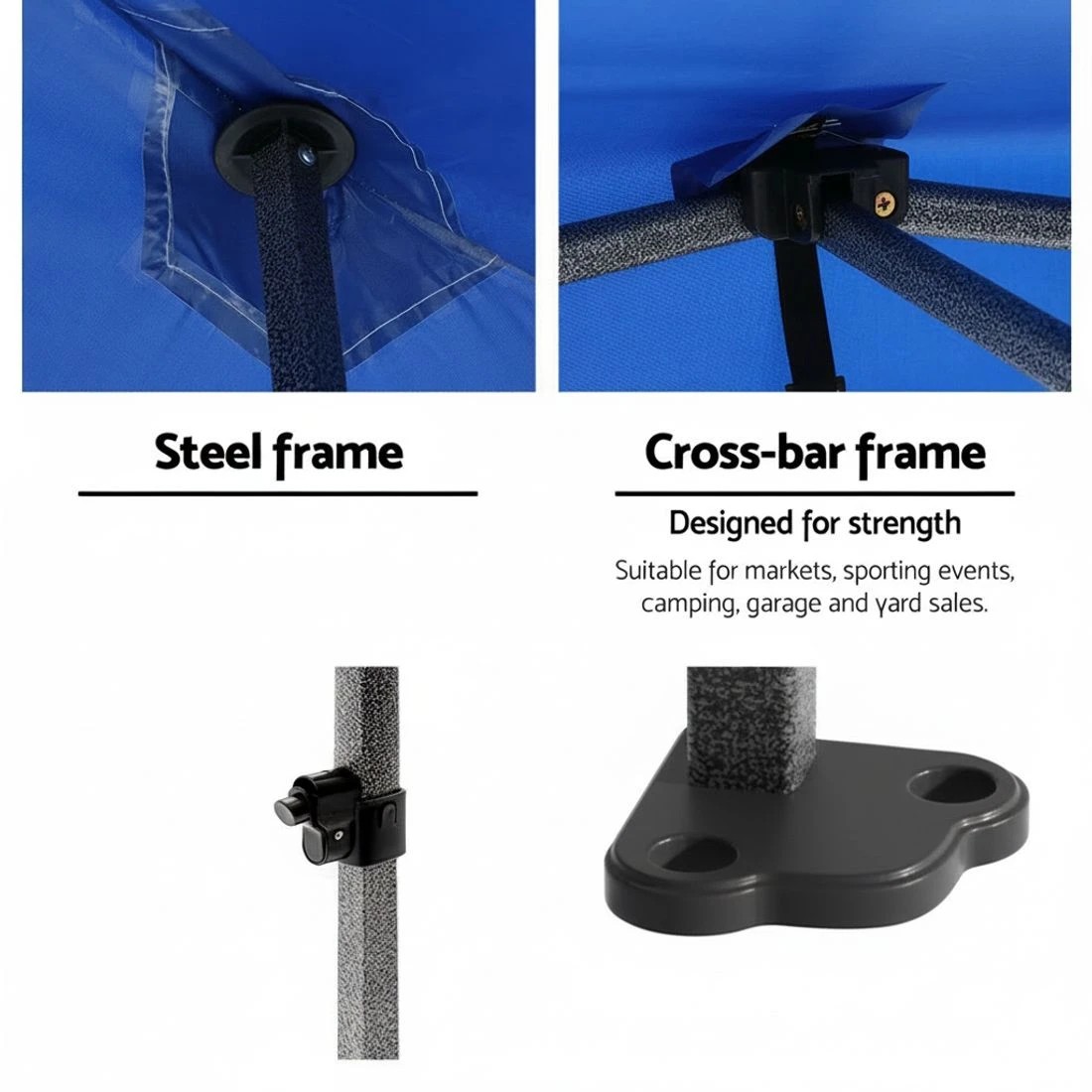 4 Instahut Gazebo 3x3 Pop Up Marquee Folding Tent Wedding Gazebos Camping Outdoor Shade Canopy - Blue, 4 of 8