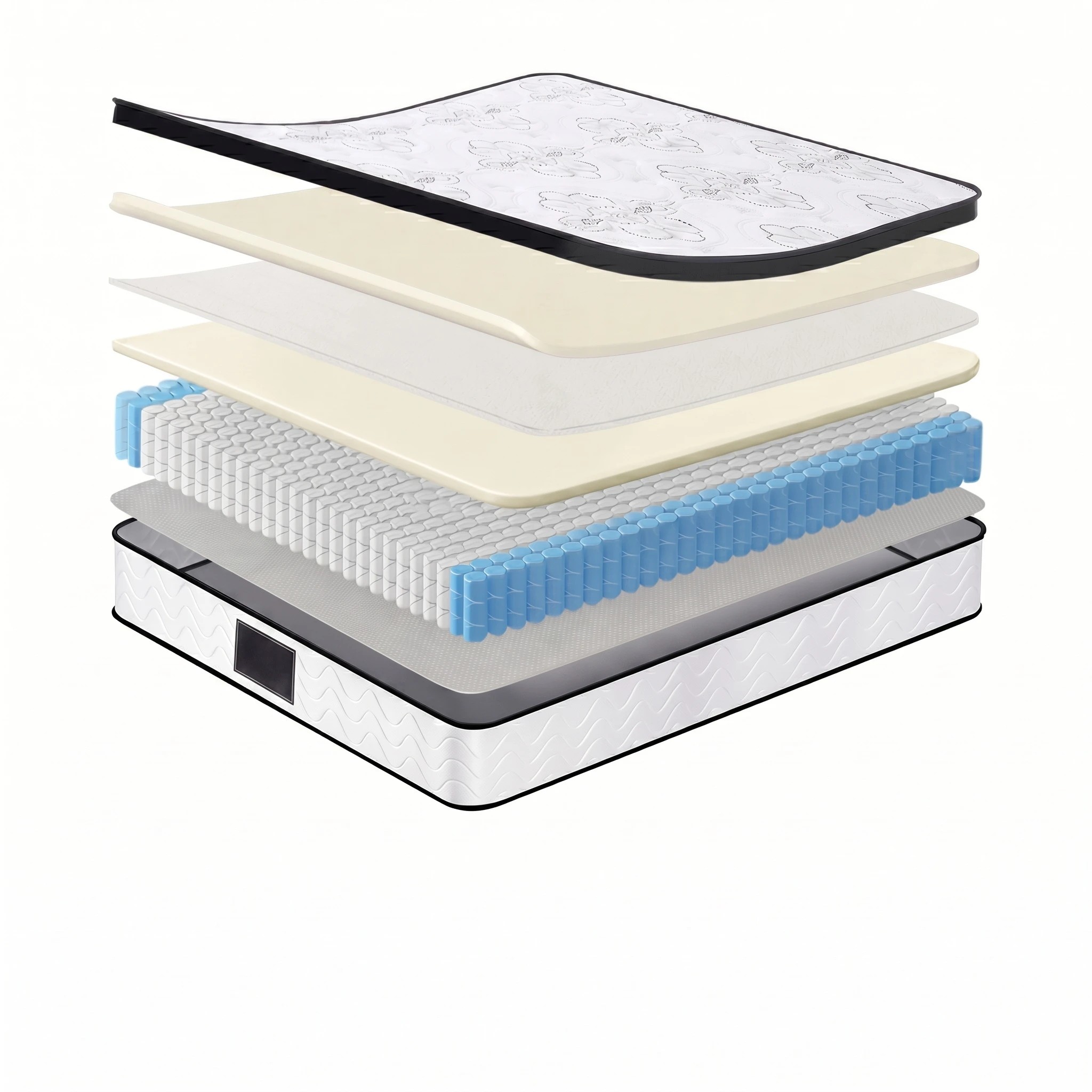 3 Giselle Bedding Mattress 30cm Pocket Spring Euro Top Medium Firm - Double Bed - White, 3 of 8