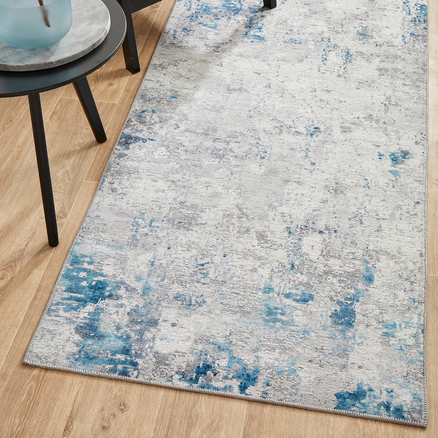1 Common Ground Rugs Bazaar 132 300x80cm - Medium Runner Rug - Blue, 1 of 8