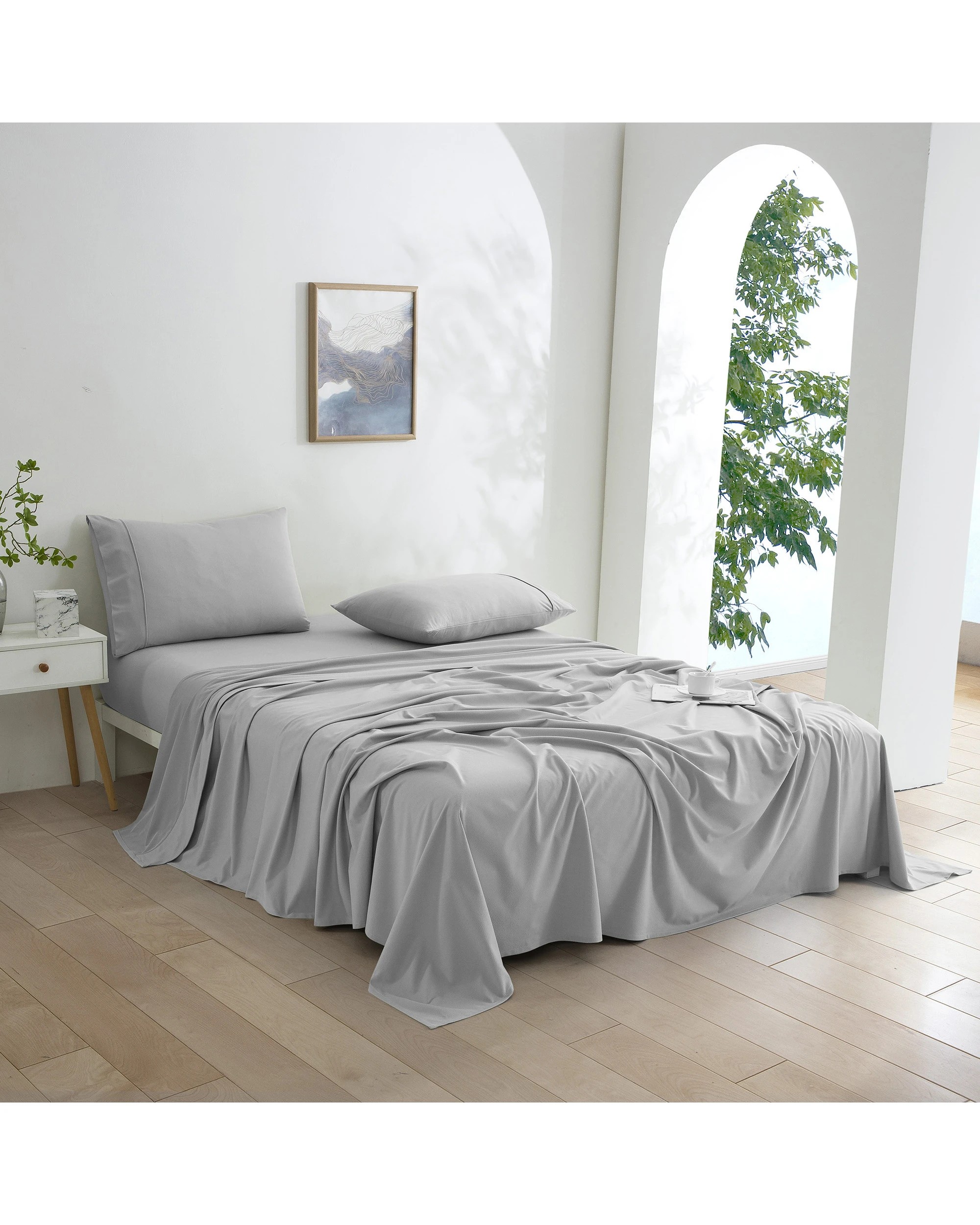 2 Dreamaker Micro Flannel Sheet Set - Queen Bed - Silver, 2 of 8