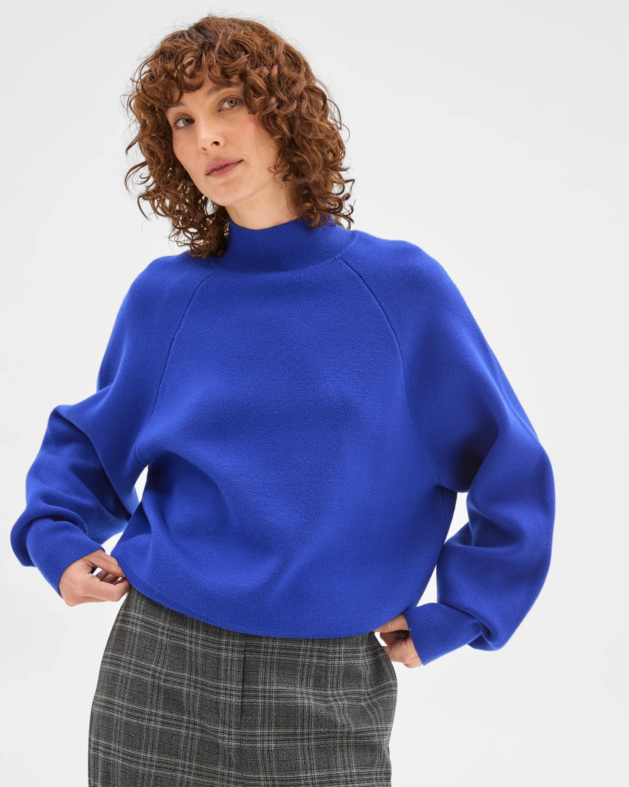 1 Preview Raglan Detail High Neck Jumper COBALT BLUE, 1 of 9