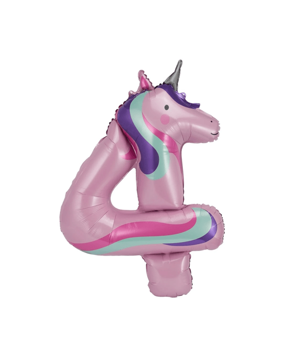 Unicorn Number 4 Foil Balloon