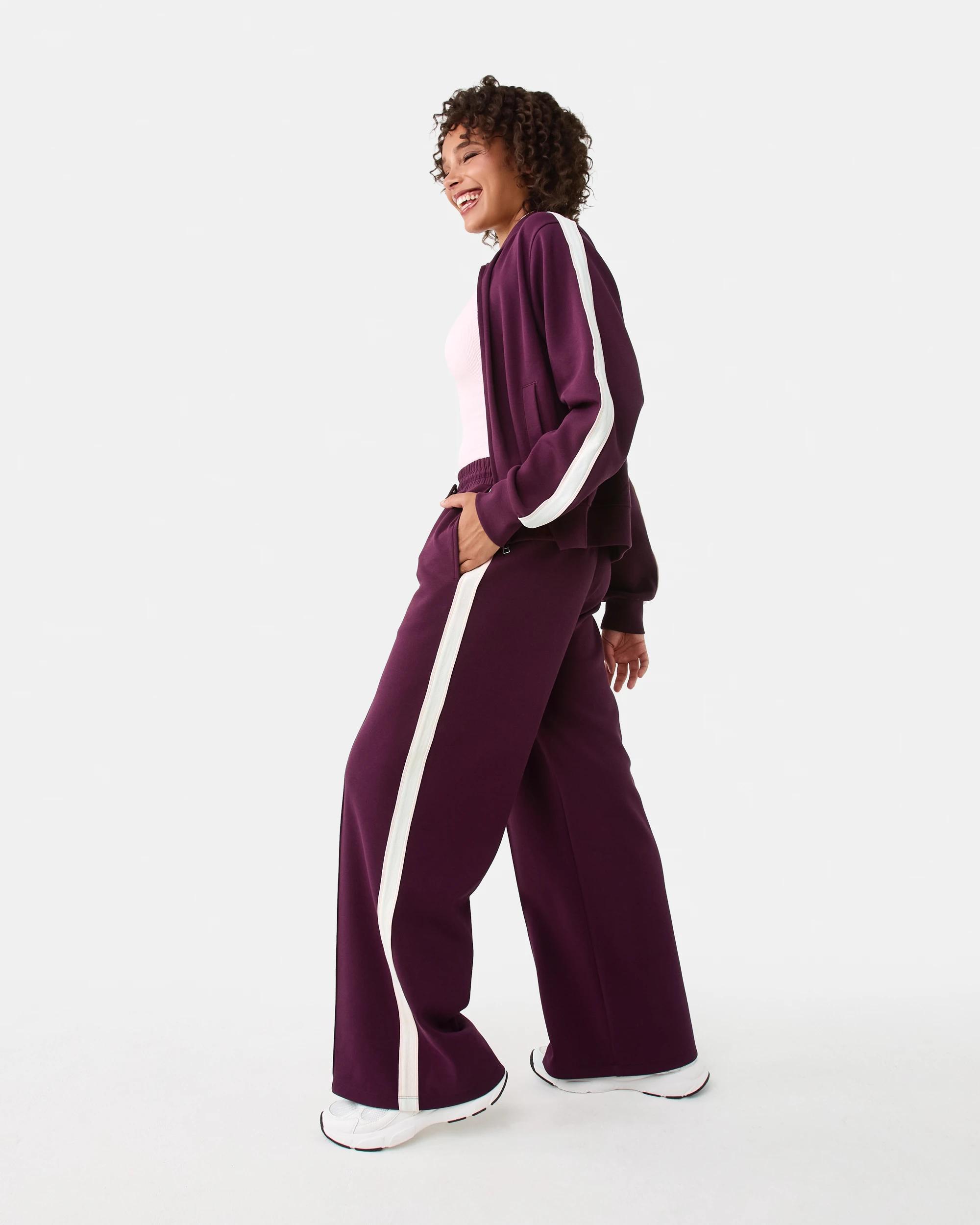 3 Active Womens Retro Wide Leg Trackpants Royal Burg, 3 of 8
