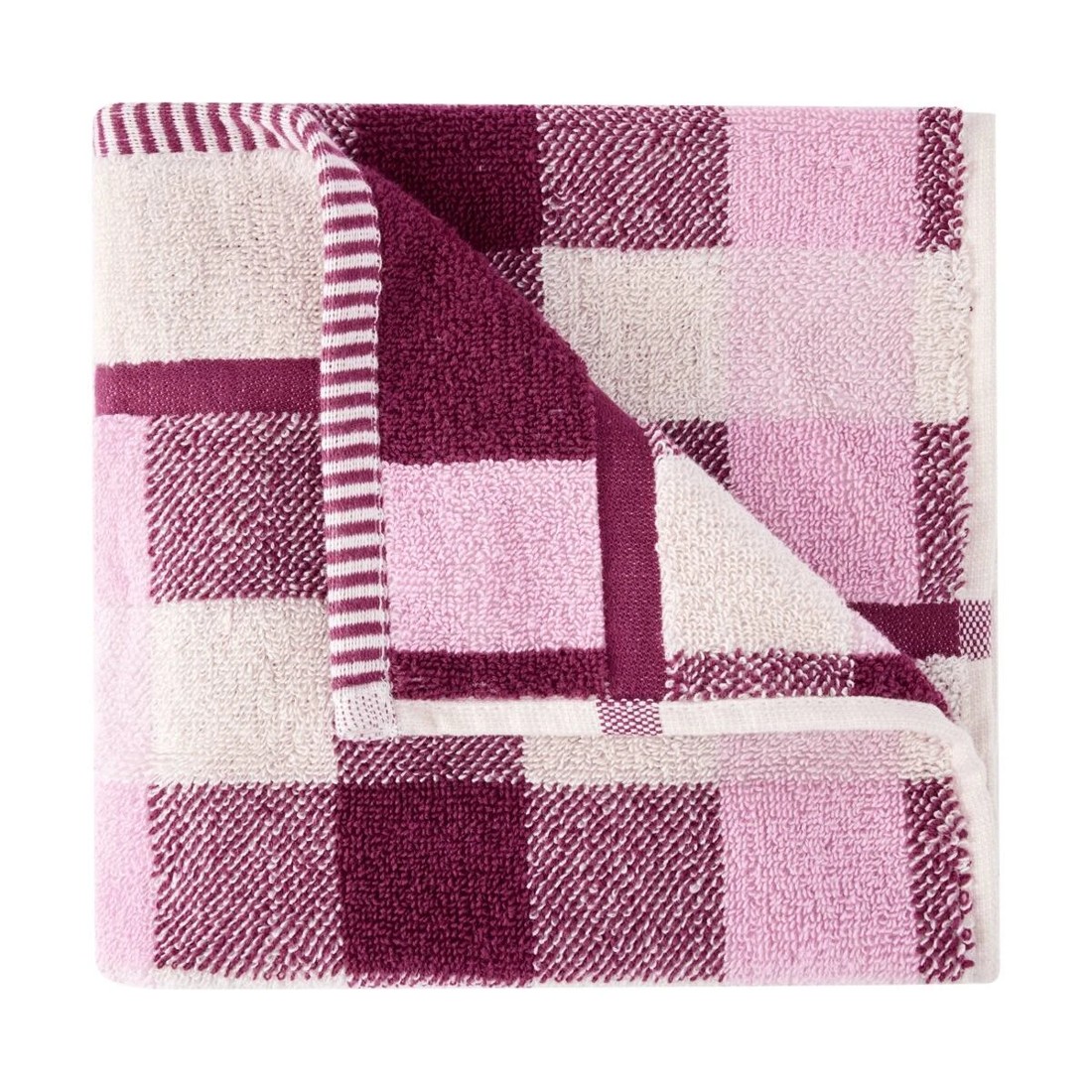 1 Cotton Check Hand Towel - Pink, 1 of 5