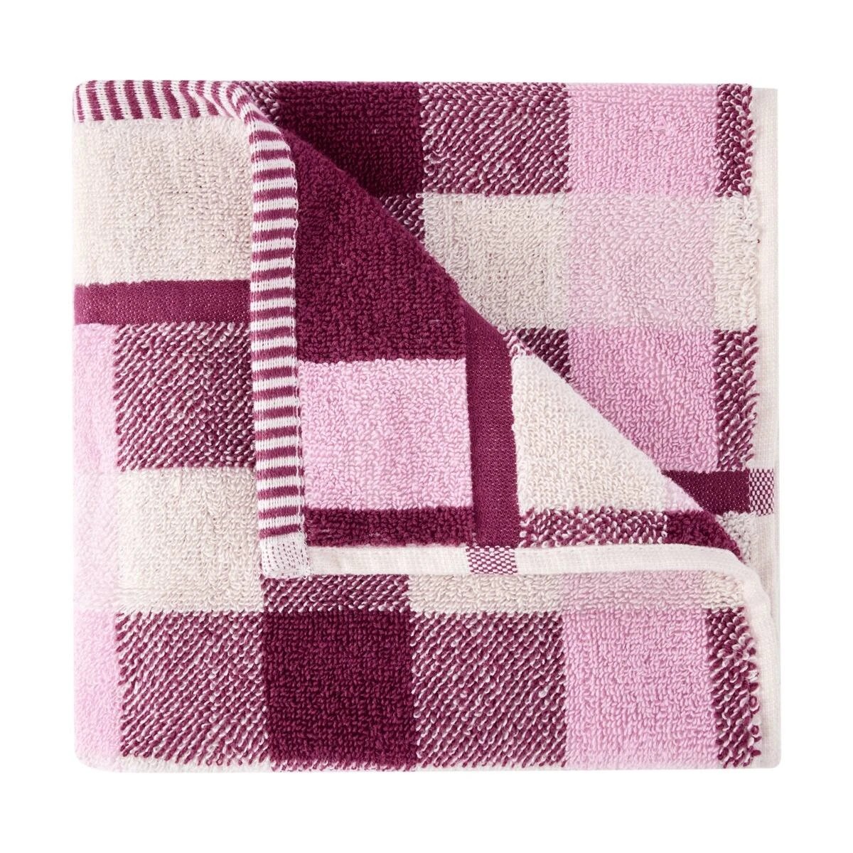 1 Cotton Check Hand Towel - Pink, 1 of 5