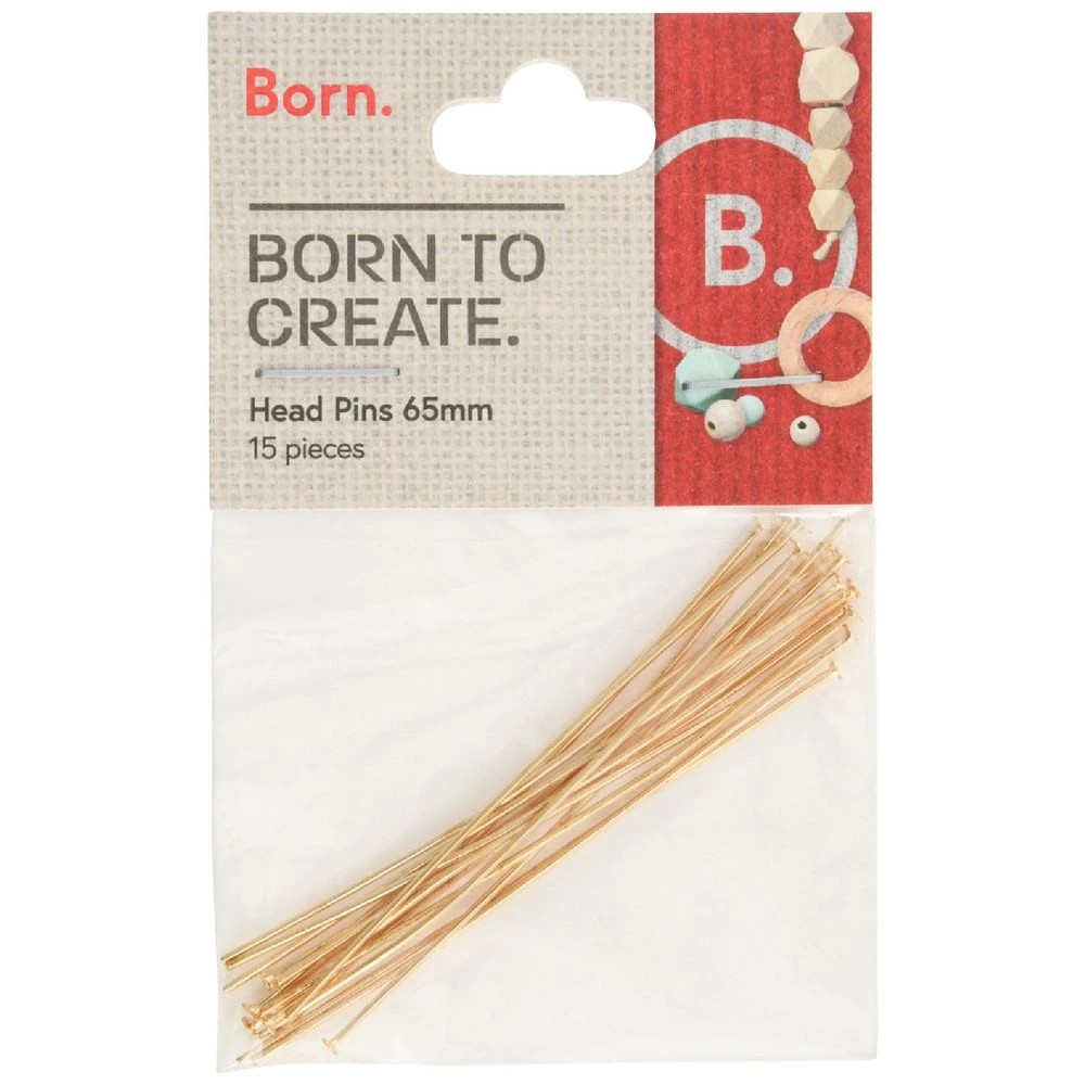 1 Born Head Pins 60mm 15 Piece Gold, 1 of 2