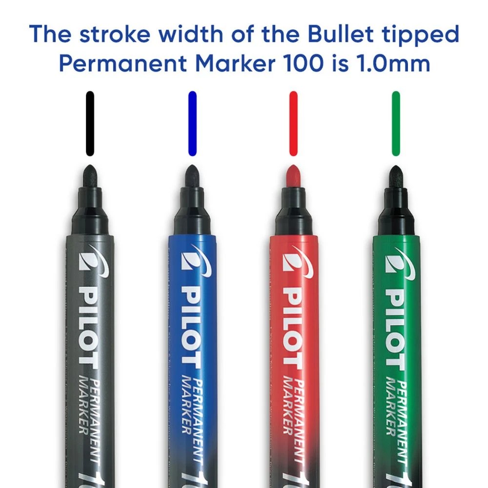 4 PILOT SCA100 Permanent Marker Bullet 1mm Black 4 Pack, 4 of 6