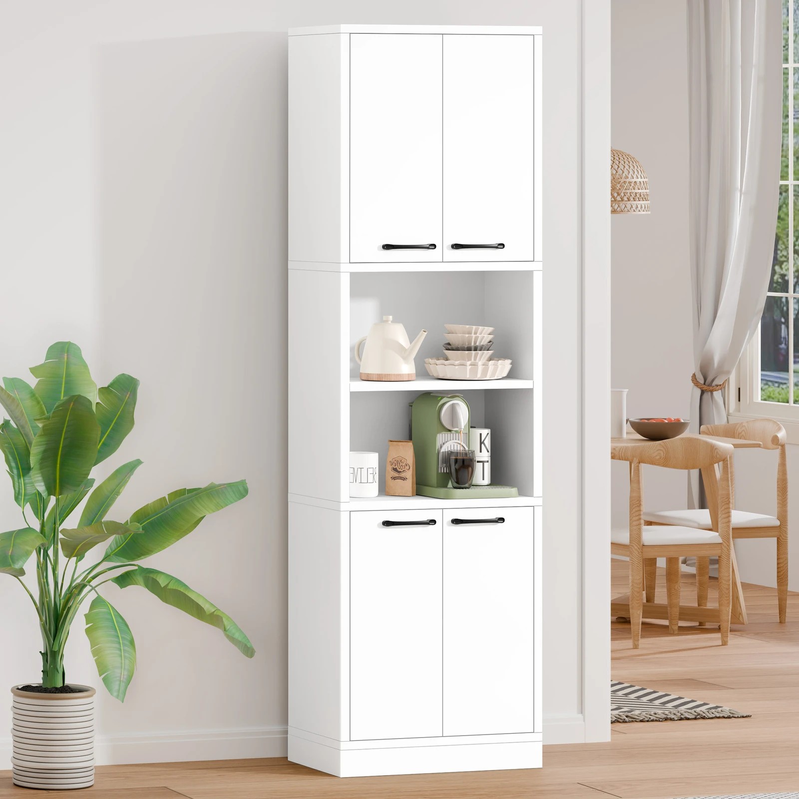 2 Alfordson Buffet Sideboard 190CM Tall Cupboard Kitchen Pantry Storage Cabinet - White, 2 of 10