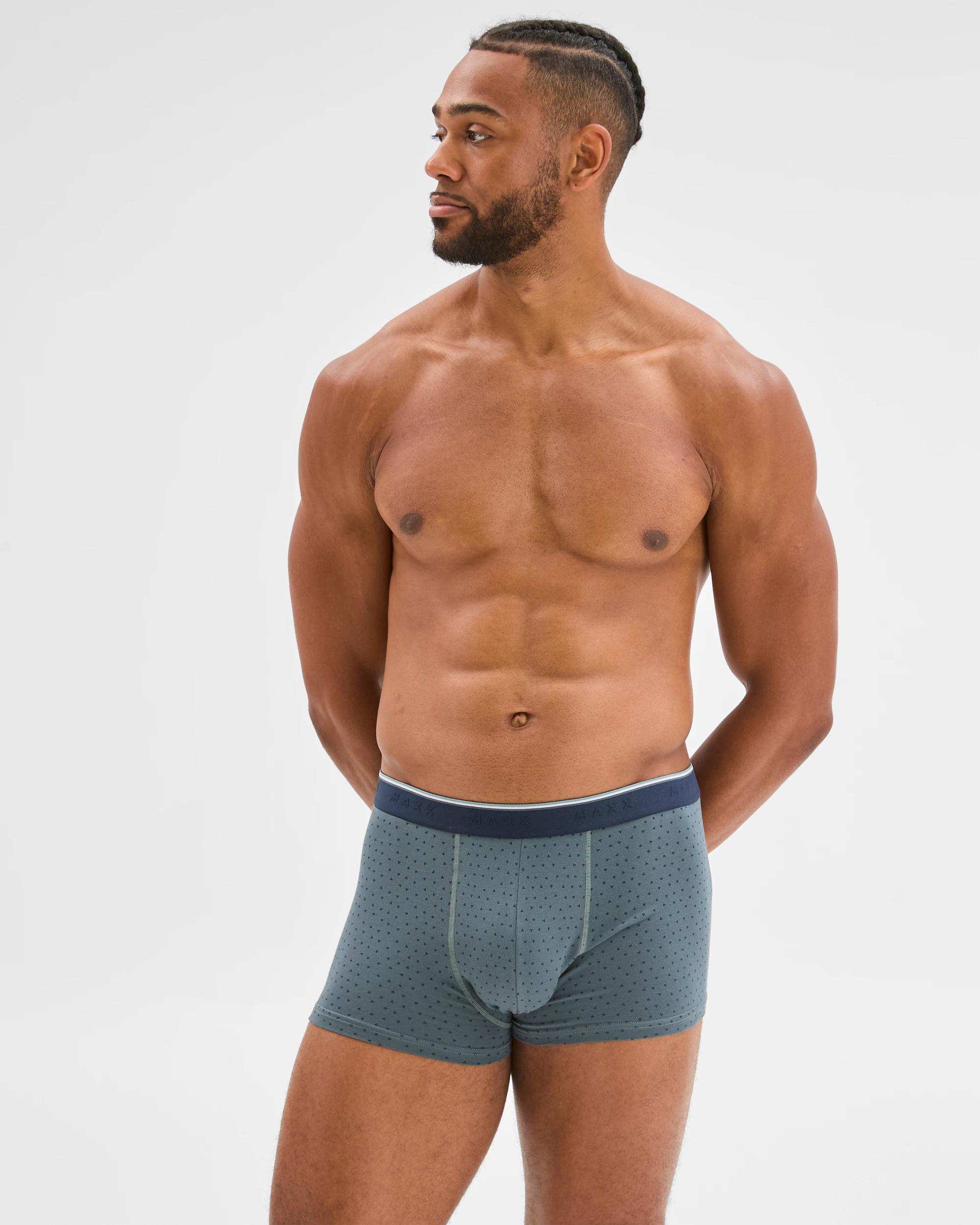 2 Maxx Australian Cotton Blend 3 Pack Hipster Trunks NAVY DITSY, 2 of 4