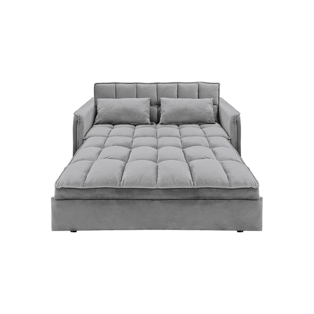 5 Sarantino Quincy 2-seater Velvet Sofa Bed In Dark Grey With Wooden Frame And Tufted Design, 5 of 9