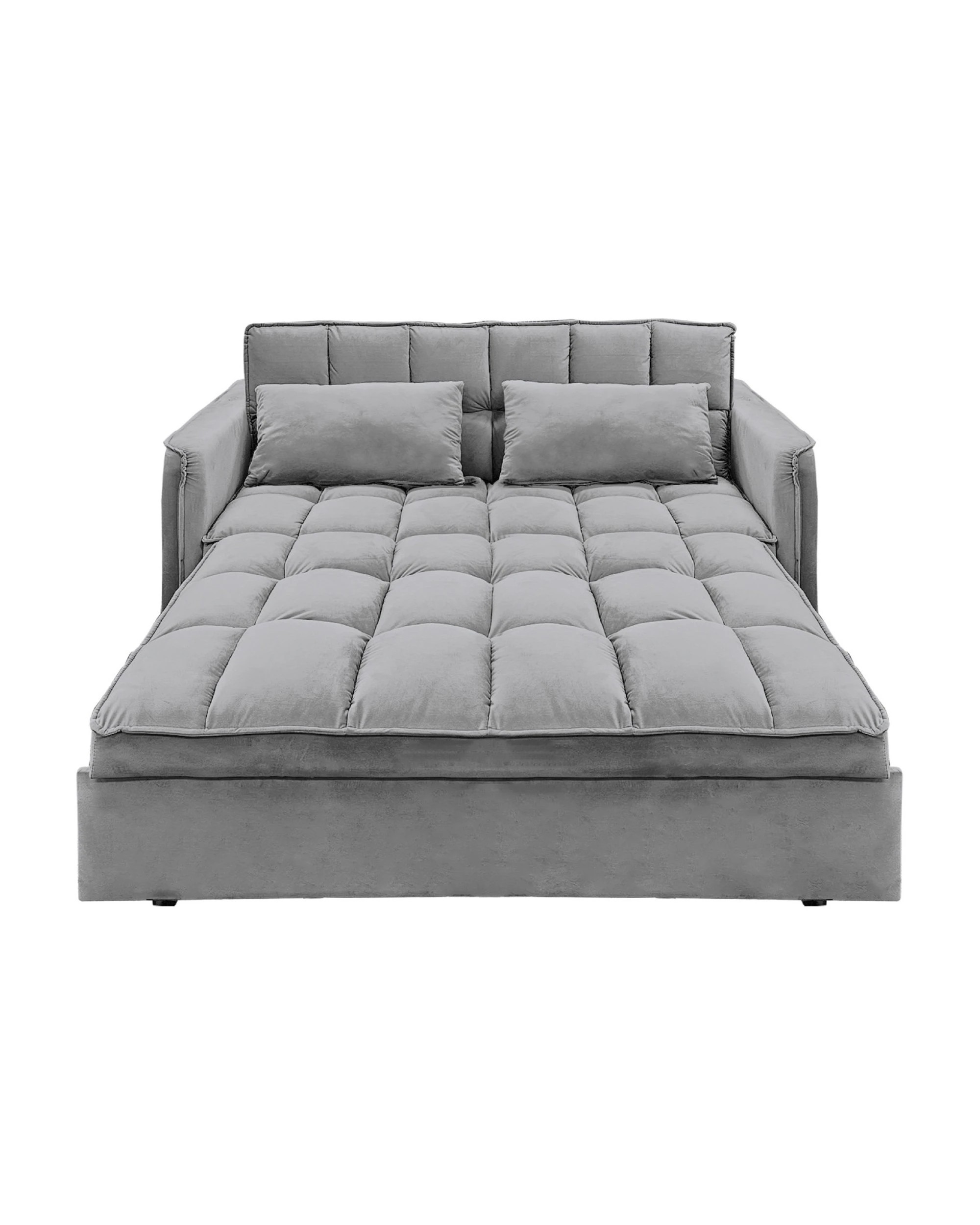 5 Sarantino Quincy 2-seater Velvet Sofa Bed In Dark Grey With Wooden Frame And Tufted Design, 5 of 9