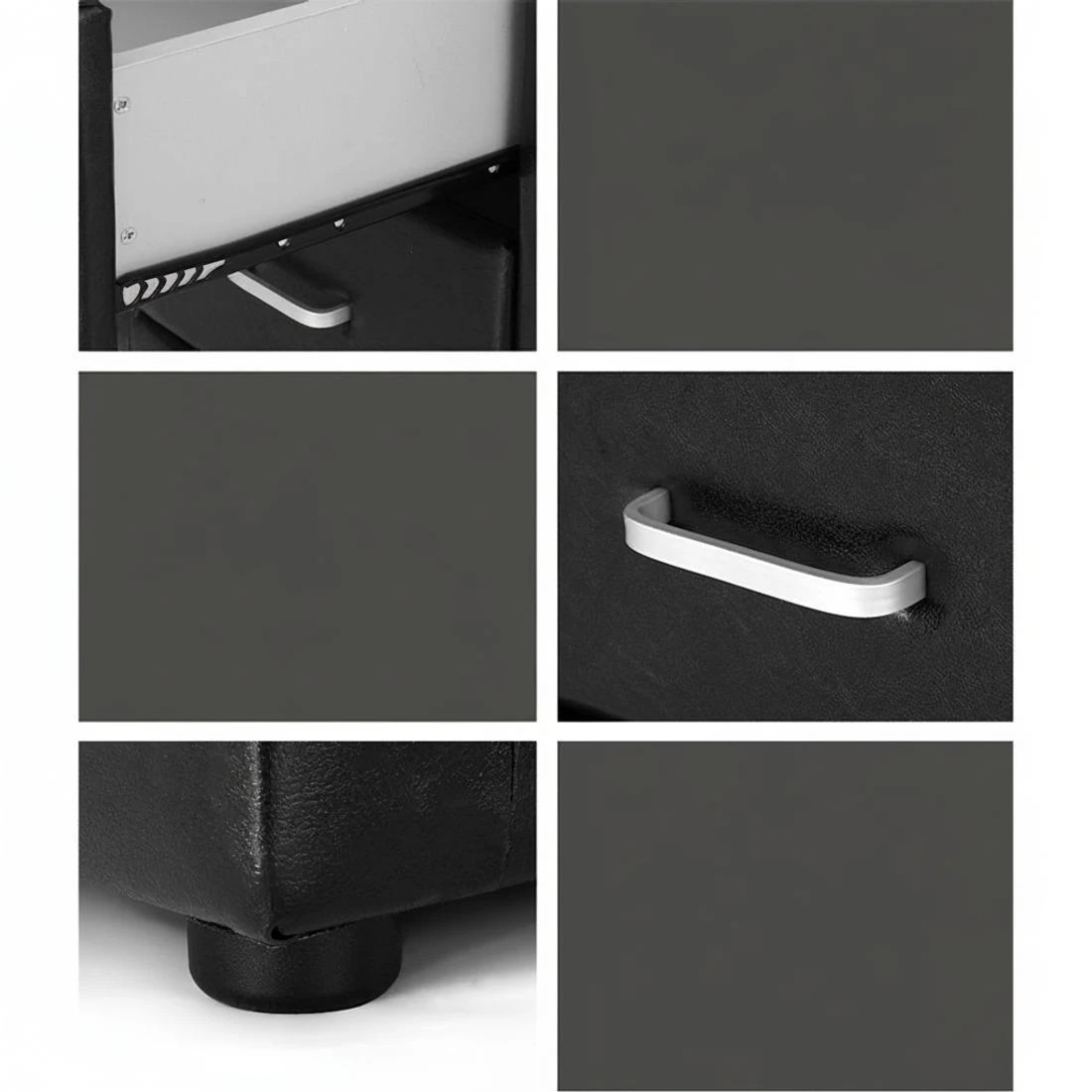 7 Artiss Bedside Table 2 Drawers Side Table Leather - Black, 7 of 10