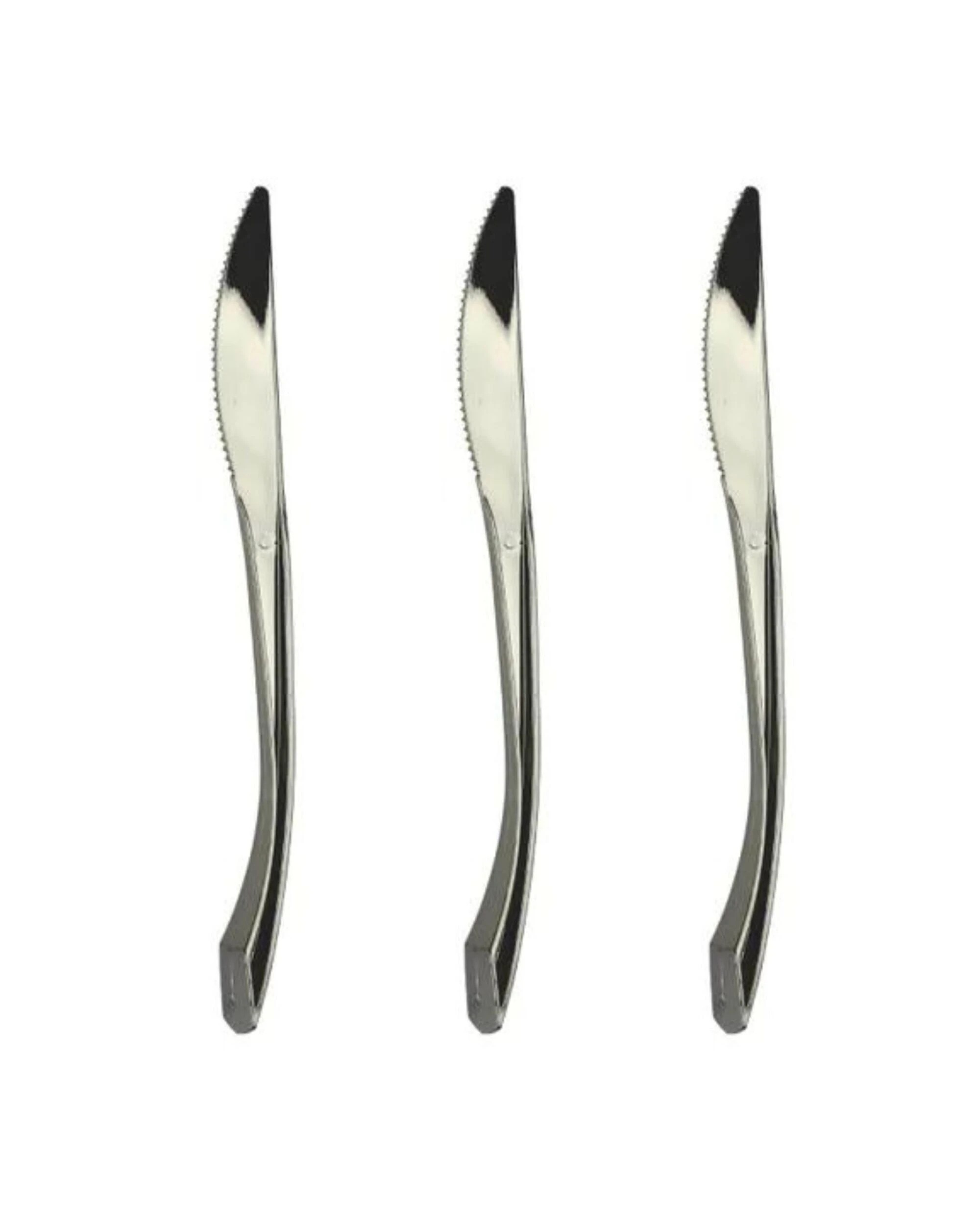 1 Partyware Stainless Steel Look Flair Reusable Plastic Knives Pack of 50 - Silver, 1 of 2