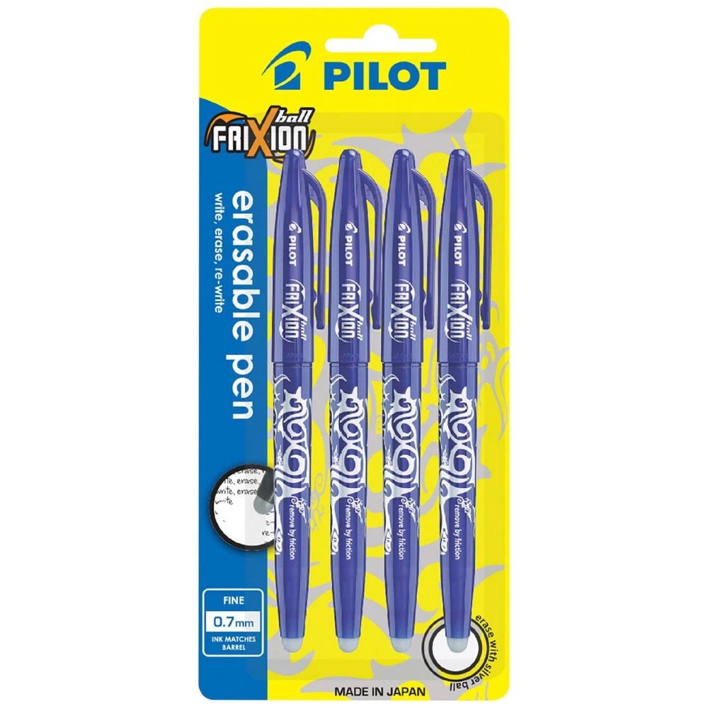 1 PILOT FriXion Ball Erasable Gel Pen 0.7mm Blue 4 Pack, 1 of 9